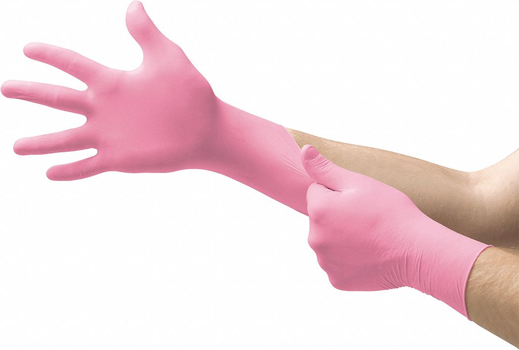 MICRO-TOUCH NITRAFREE GLOVE, PINK, 6.5 TO 7, S, NITRILE, 3.1 MIL, NON-STERILE