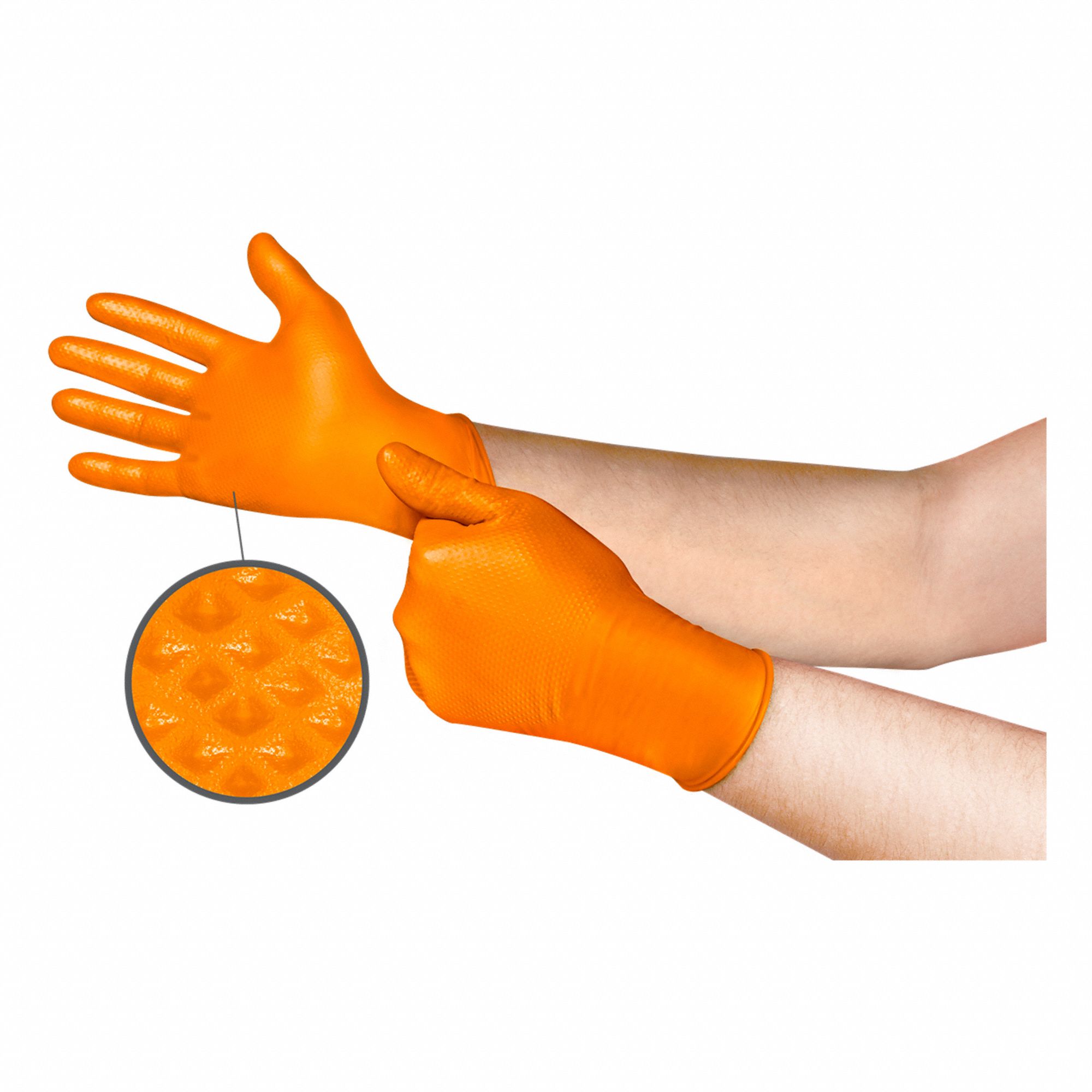 DISPOSABLE GLOVES,ORANGE,NITRILE,M,PK100