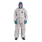 UNISEX SAFETY HOODED COVERALL, BLUE/WHITE, SIZE XL, SMS/MICROPOROUS FABRIC