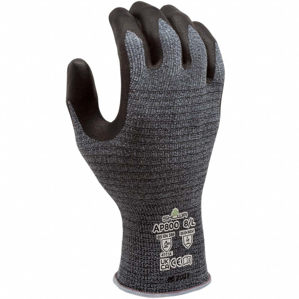 SHOWA AP800L-08 Knit Gloves,Blue/Gray,7.2 in,L,PR 817Z09