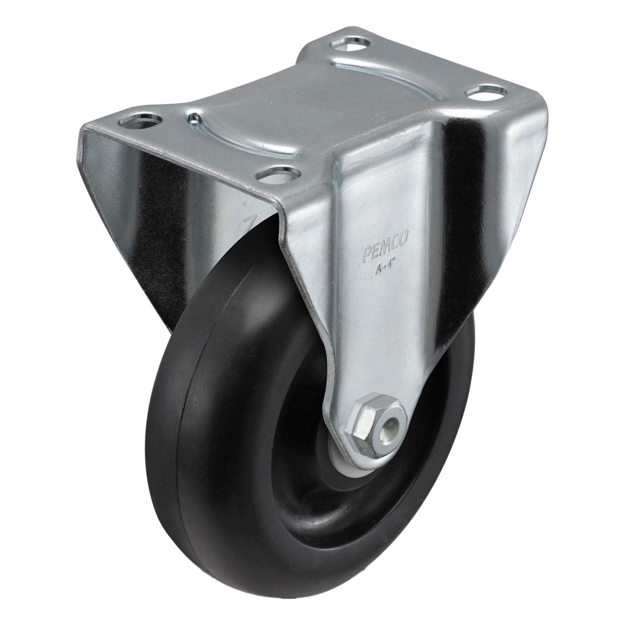Plate Caster: Rigid, No Brake, Polyolefin, 4 in Wheel Dia, 1 1/4 in Wheel Wd, Slot, Rectangle
