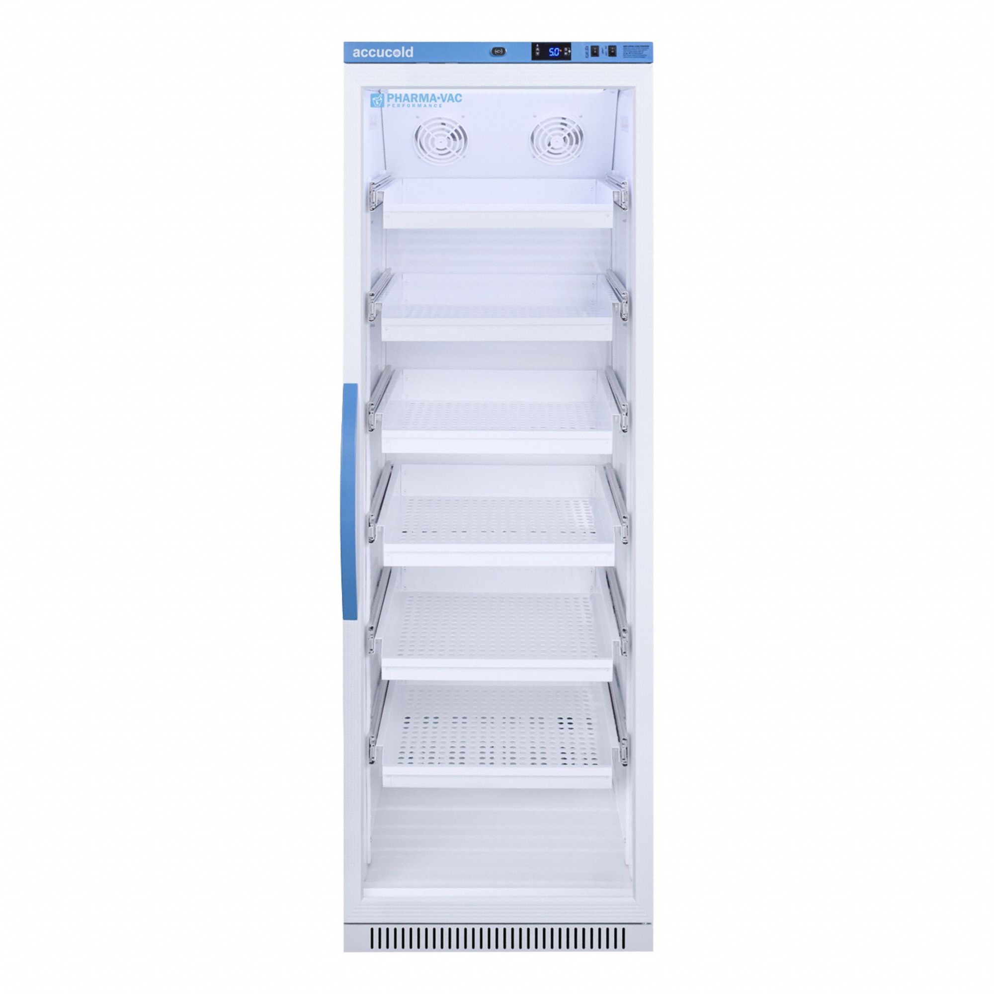 ACCUCOLD Vaccine Refrigerator: 15 cu ft, Upright, 2°C to 8°C, 24 3/8 in Overall Dp, 72 in Overall Ht (MPN ARG15PVDR). Key specifications — Door Opening Style: Right; Color: White; Alarm Type: Temperature; Manufacturer Part Number: ARG15PVDR; Brand: ACCUCOLD; Product Type: Vaccine Refrigerator; Door Type: Swing; Refrigerant Type: R-600a.
