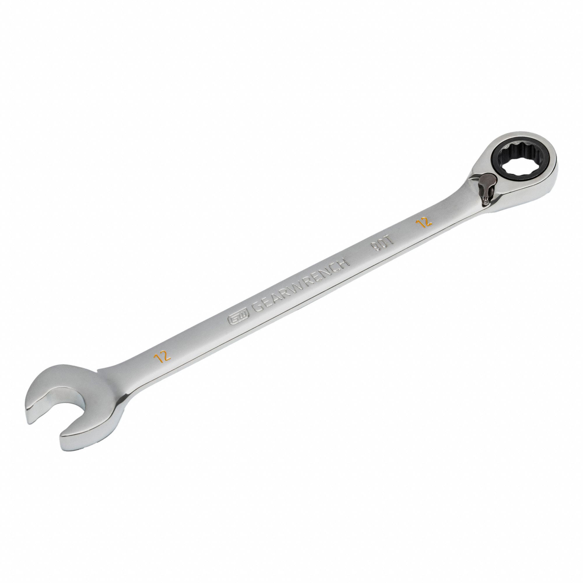 COMBINATION WRENCH, STEEL, LEVER HANDLE, 12 MM HEAD, METRIC, CHROME, 15 °  OFFSET, ANTI-SLIP DESIGN, 0.19 LB