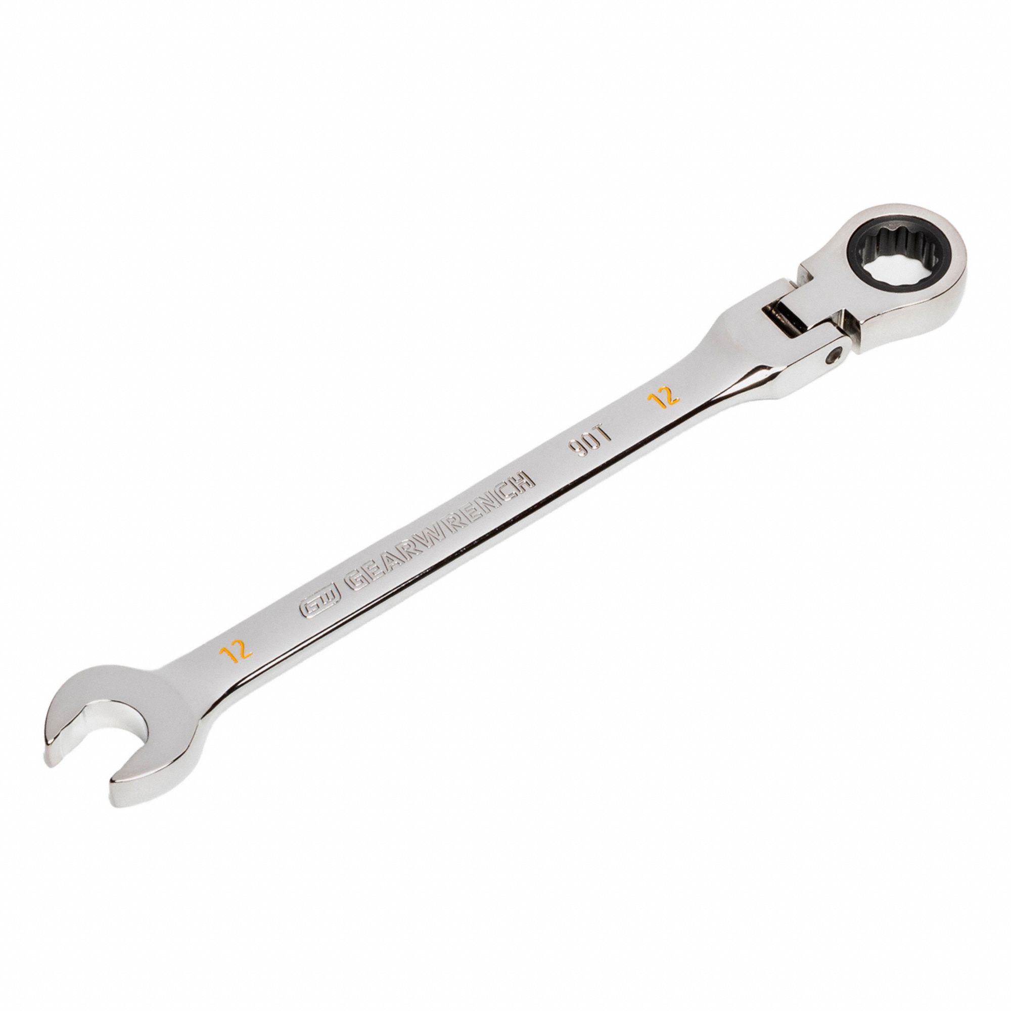 COMBINATION WRENCH, STEEL, 12 MM HEAD, METRIC, CHROME, 15 °  OFFSET, ANTI-SLIP DESIGN, 0.26 LB