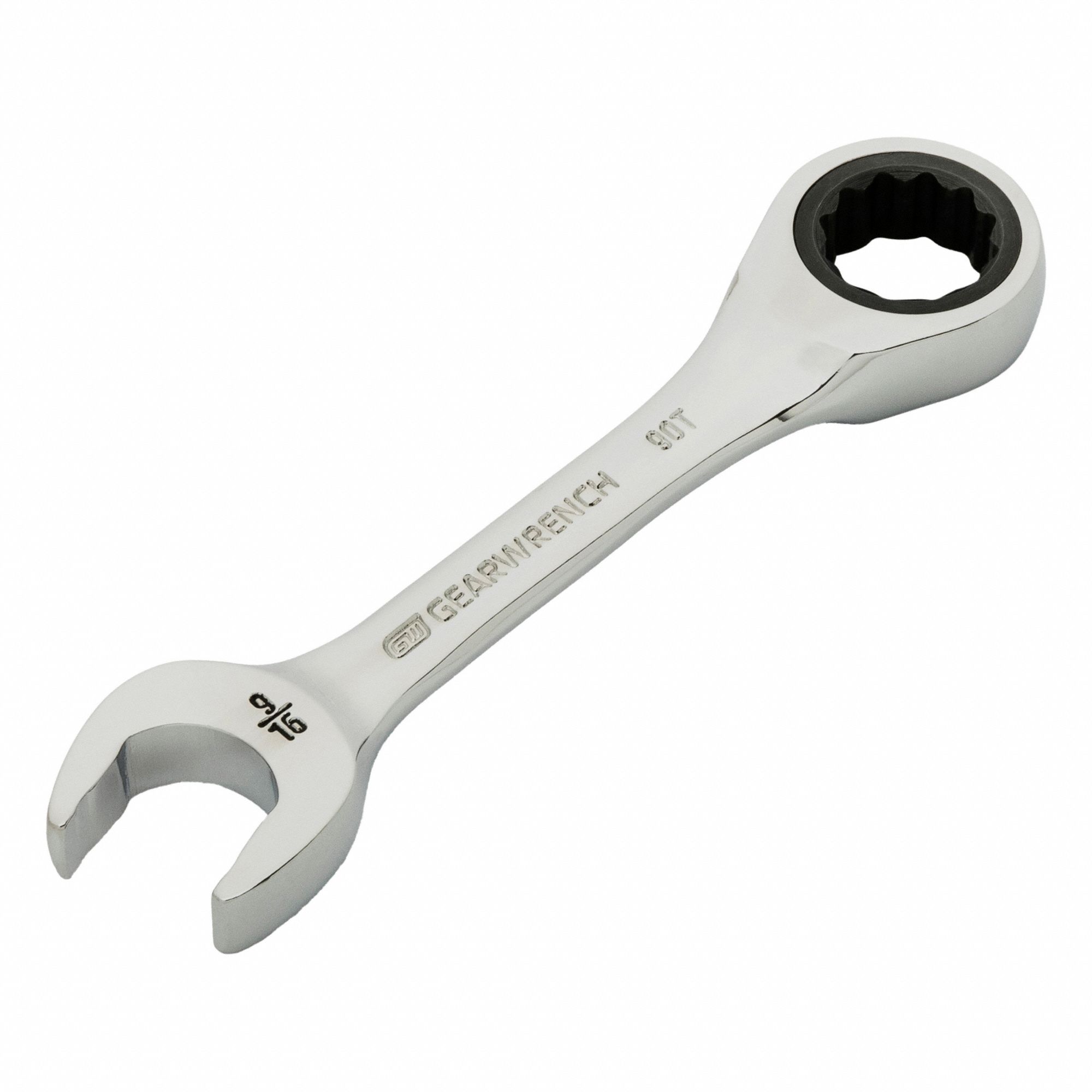 COMBINATION WRENCH, STEEL, 9/16 IN HEAD, 11/32 IN, ⅜ IN HEAD THICKNESS, SAE, CHROME, 30 °  OFFSET, ANTI-SLIP, 4½ IN L