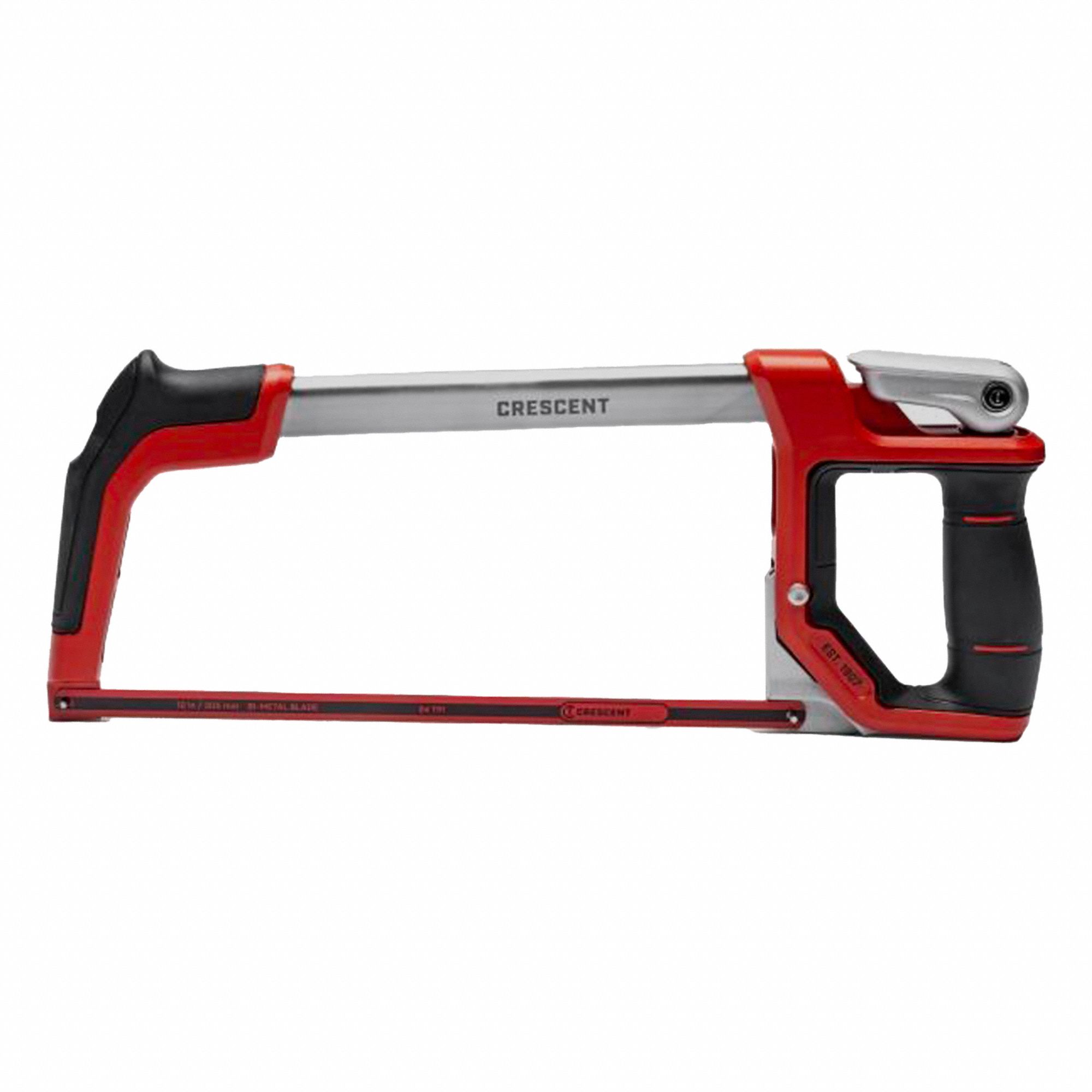 HACKSAW, METAL, BLACK/RED MULTICOMPONENT HANDLE, FOR PVC, METAL, 16&frac12; IN L, 2.5 LB WEIGHT