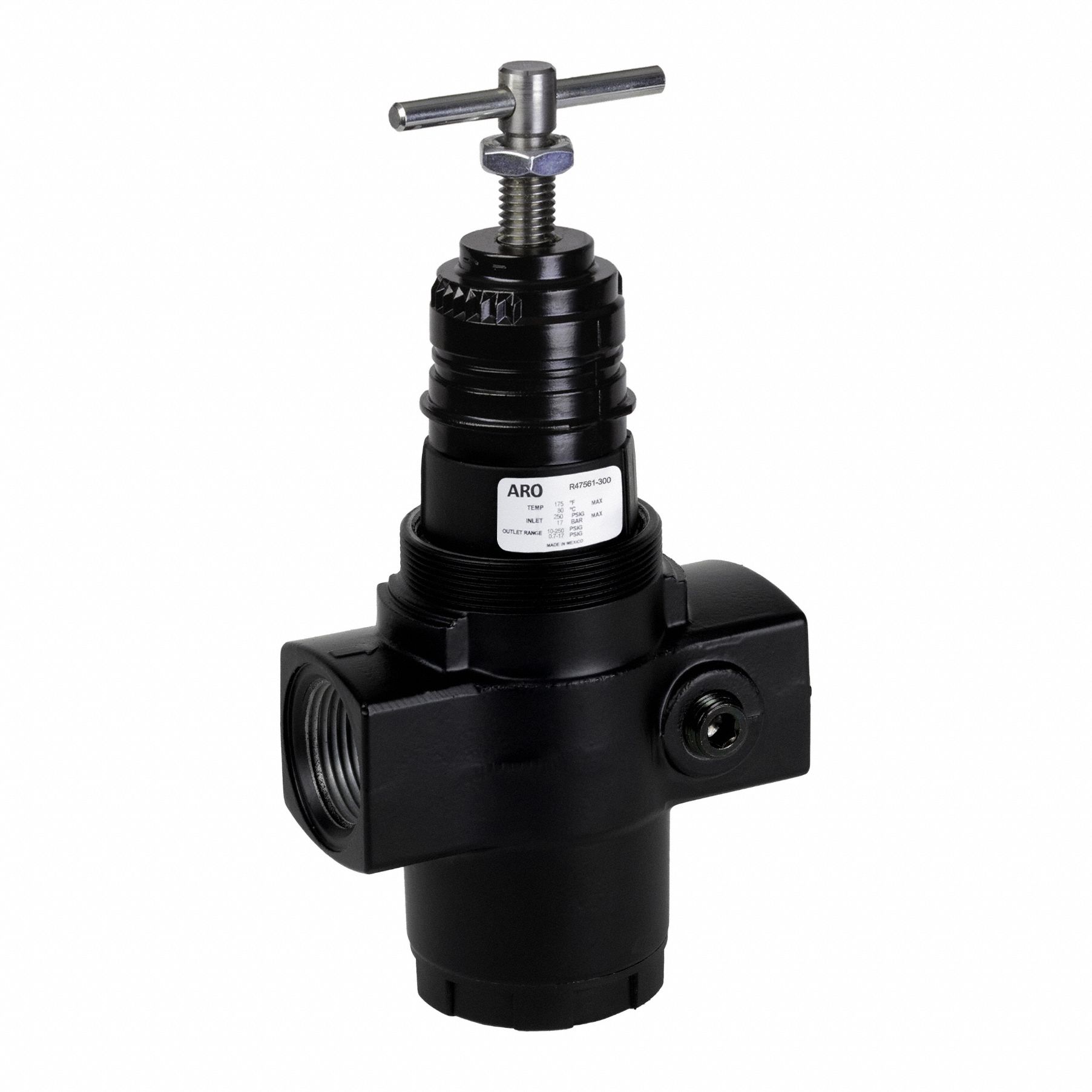 Compressed Air Regulator: Aluminum, 1 1/4 in NPT, 480 cfm, 10 psi to 180 psi, T-Handle