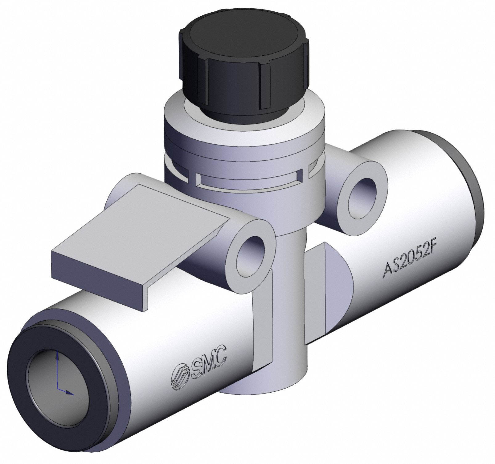 Speed Controller: In-Line Fitting, Knob, 1/4 in Valve Body Size, 8 mm Push to Connect Tube, 8 mm