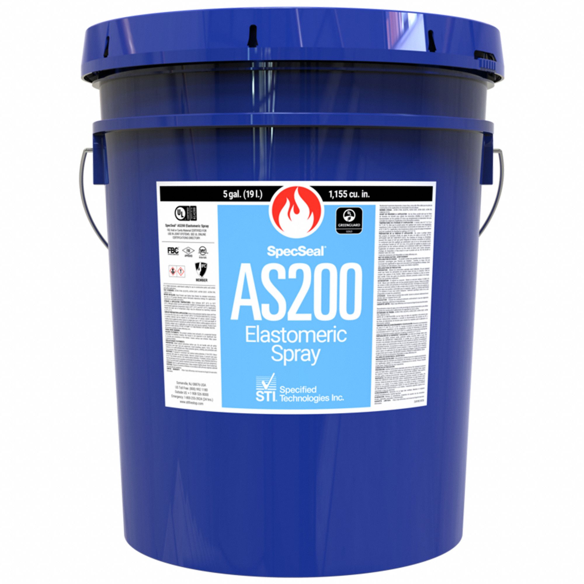 STI Fire Barrier Spray: Spray, Blue, Elastomeric, Watertight, 5 gal Pail Container Size & Type