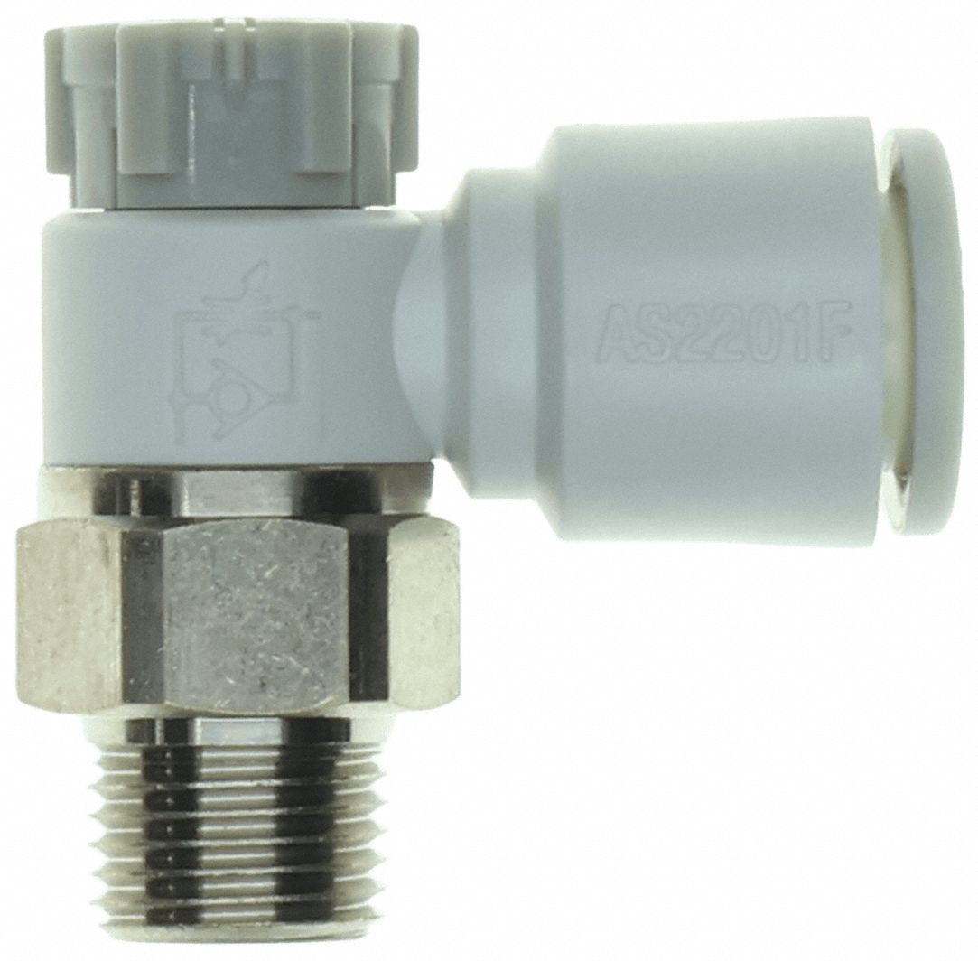 Flow Control Elbow Meter-Out R Thrd 8MM