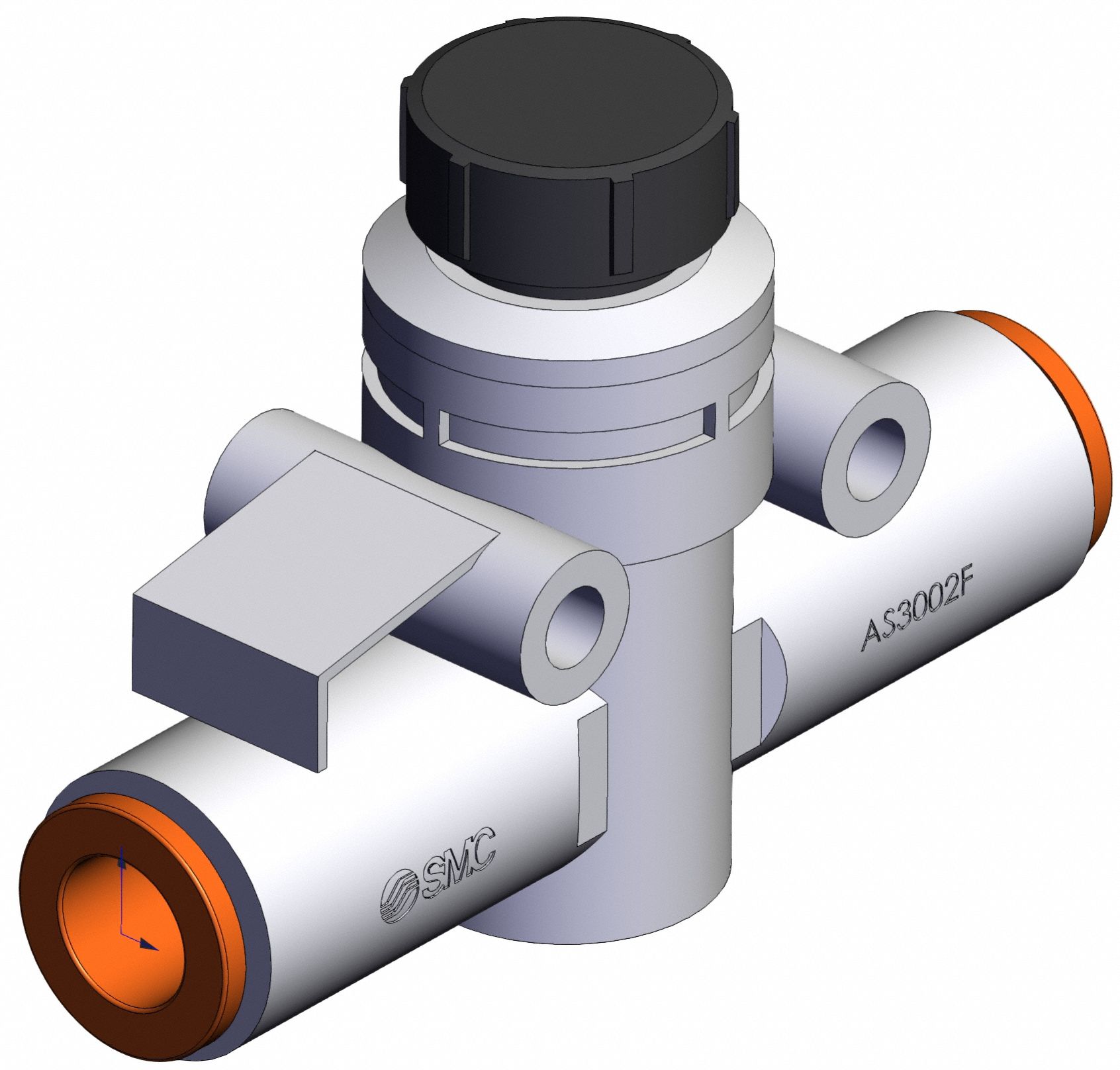 Speed Controller: In-Line Fitting, Knob, 3/8 in Valve Body Size, 5/16 in Push to Connect Tube