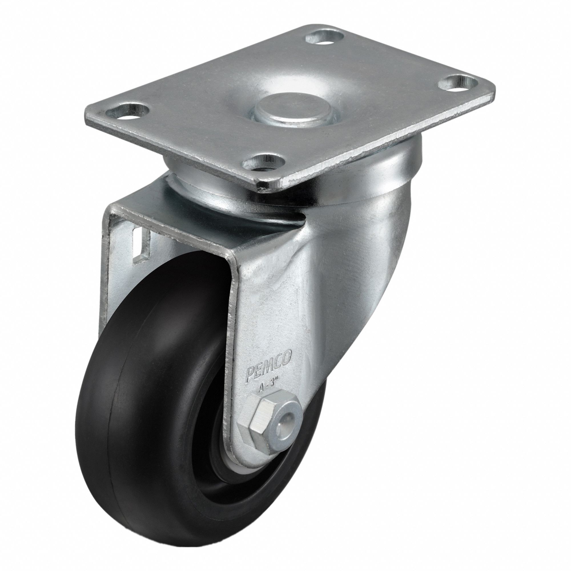 Plate Caster: Swivel, No Brake, Polyolefin, 3 in Wheel Dia, 1 1/4 in Wheel Wd, Slot, Rectangle