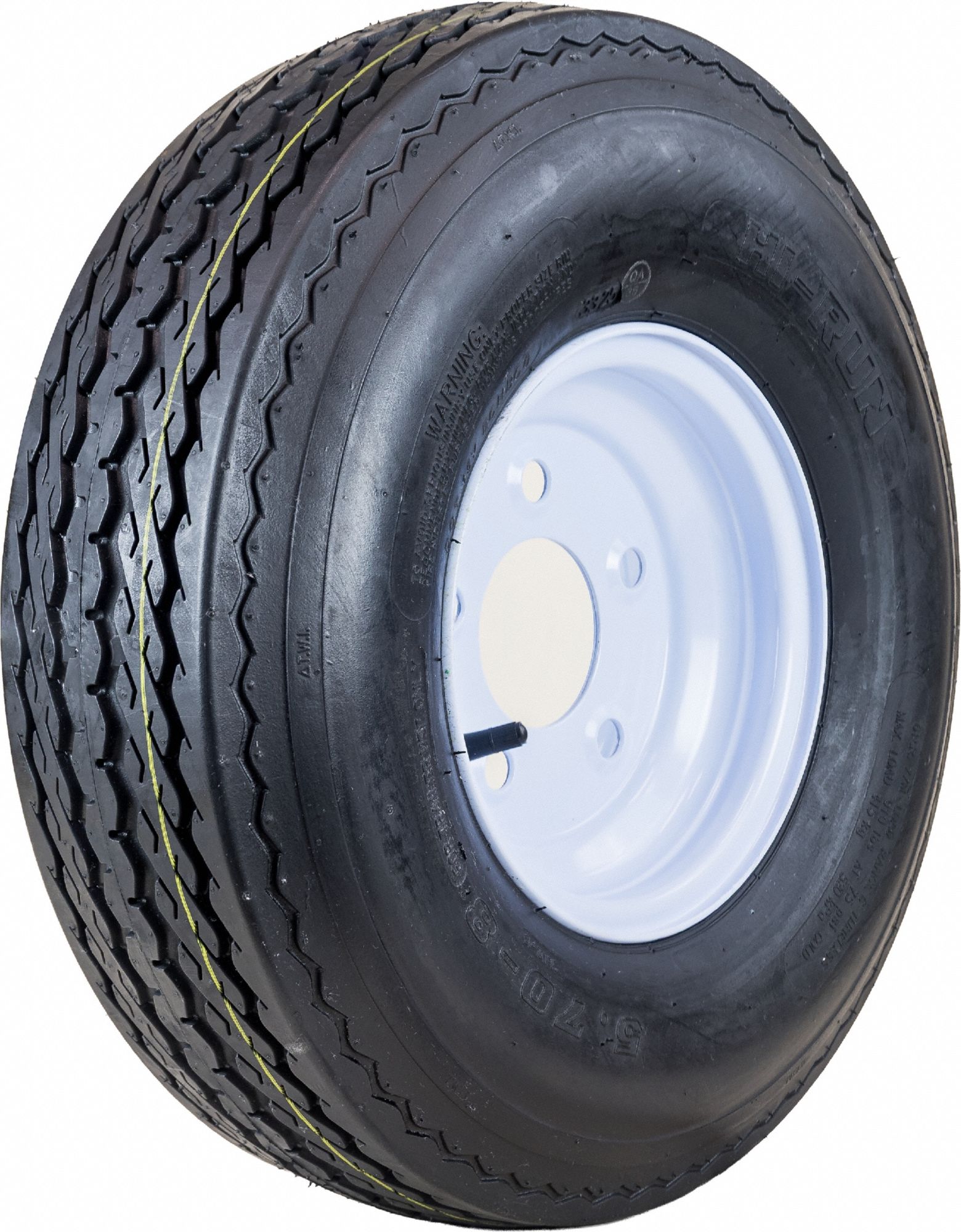 Trailer Tire: Street Tire and Wheel Assembly, 5.70-8/8X3.75 5-4.5 Tire Size, Trailer Tire