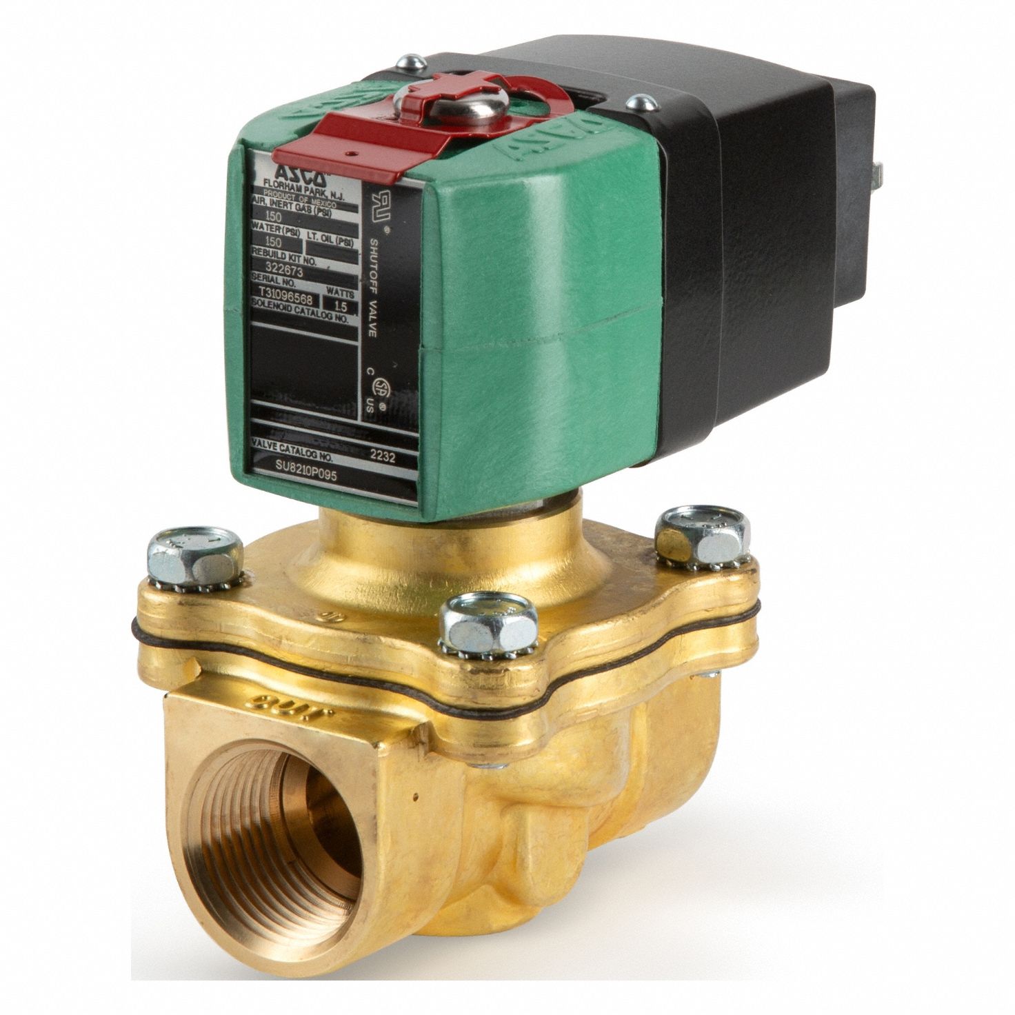 Solenoid Valve: 2-Way, Normally Closed, 1 1/2 in Pipe Size, 100 to 240V AC/DC, High Flow