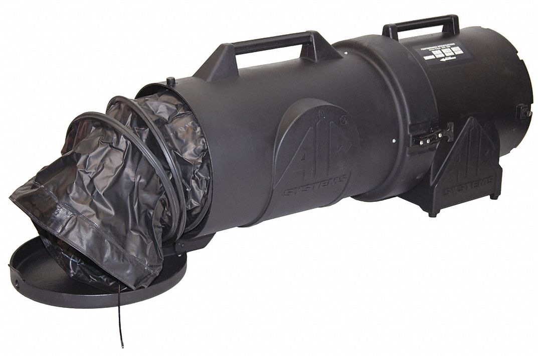 CONFINED SPACE FAN, WITH 25 FT CANISTER, 115 VAC, 15 AMP, BLACK, 22 X 12 X 16 IN, PVC