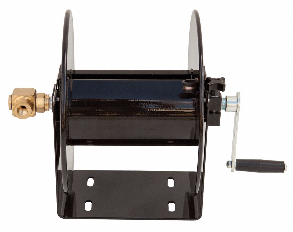MANUAL AIR HOSE REEL, STEEL, ⅜ IN, 50 FT, FOR AMBIENT AIR PUMP/LOW-PRESSURE AIR SOURCE
