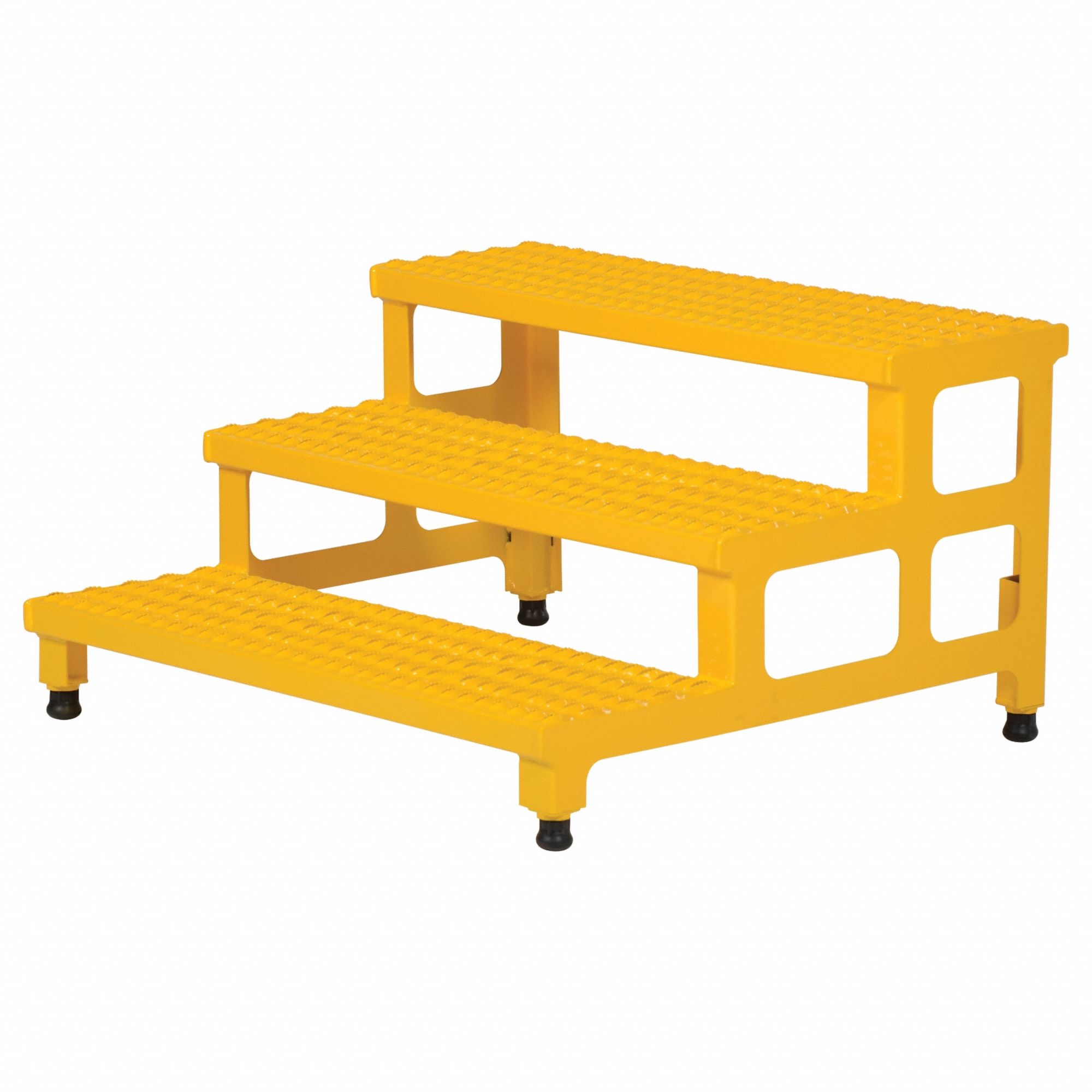 ADJUSTABLE SERRATED STEP MATE STAND, UNASSEMBLED, 3 STEP, STEEL, 36 X 36 IN