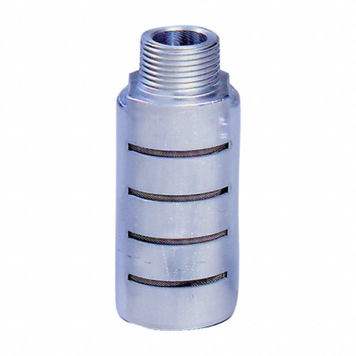 Muffler: 1 in NPT, 1 5/8 in Hex Size, Stainless Steel, 155 dB NRR, ASQF - 8M