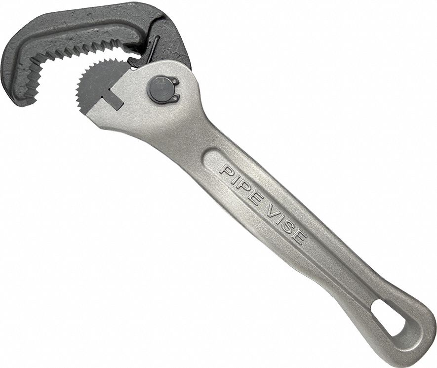 Pipe Wrench: Aluminum, 1 in Jaw Capacity, Serrated, 9 in Overall Lg, Contoured