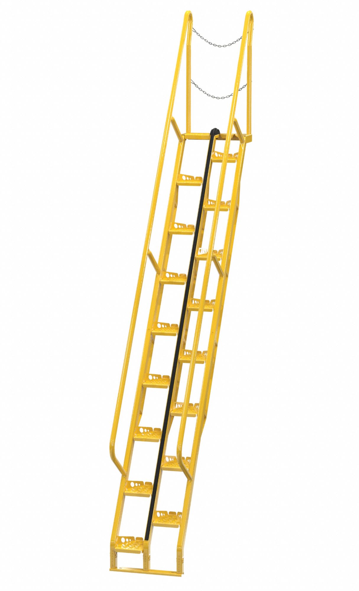 Alternating Tread Stairs: 14.5 ft Overall Ht, Steel, 350 lb Load Capacity - Max, Perforated