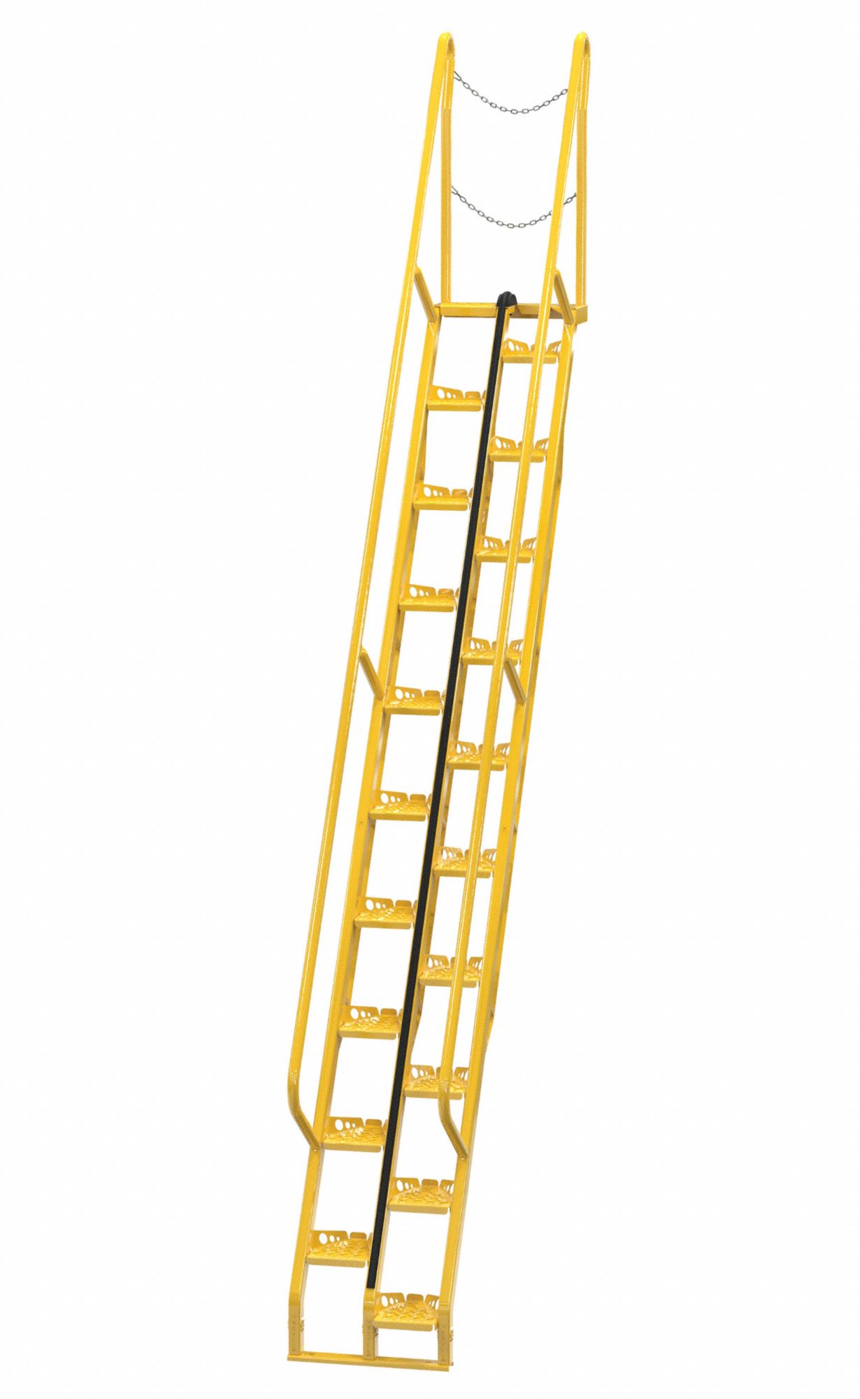 Alternating Tread Stairs: 15.5 ft Overall Ht, Steel, 350 lb Load Capacity - Max, Perforated