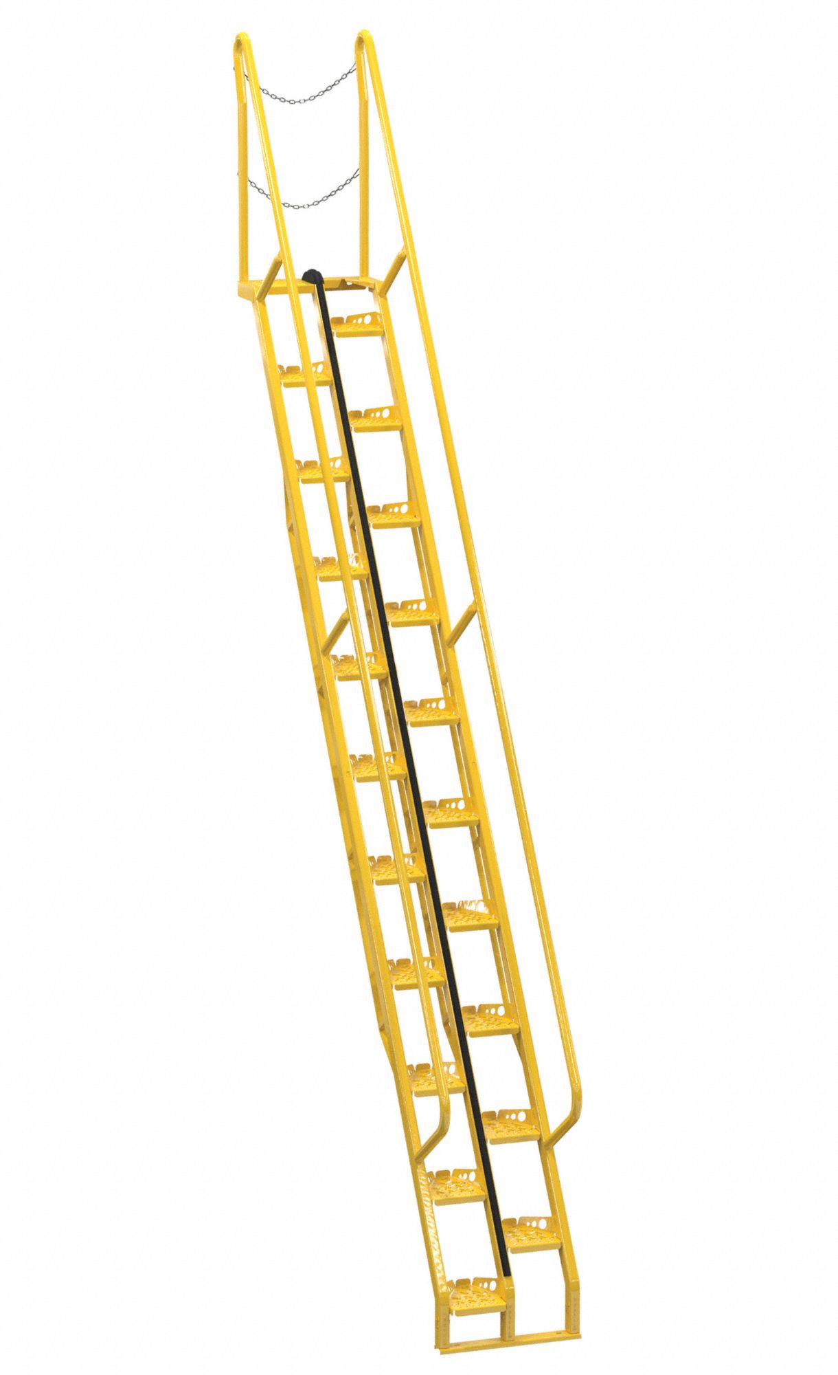 Alternating Tread Stairs: 16.6 ft Overall Ht, Steel, 350 lb Load Capacity - Max, Perforated