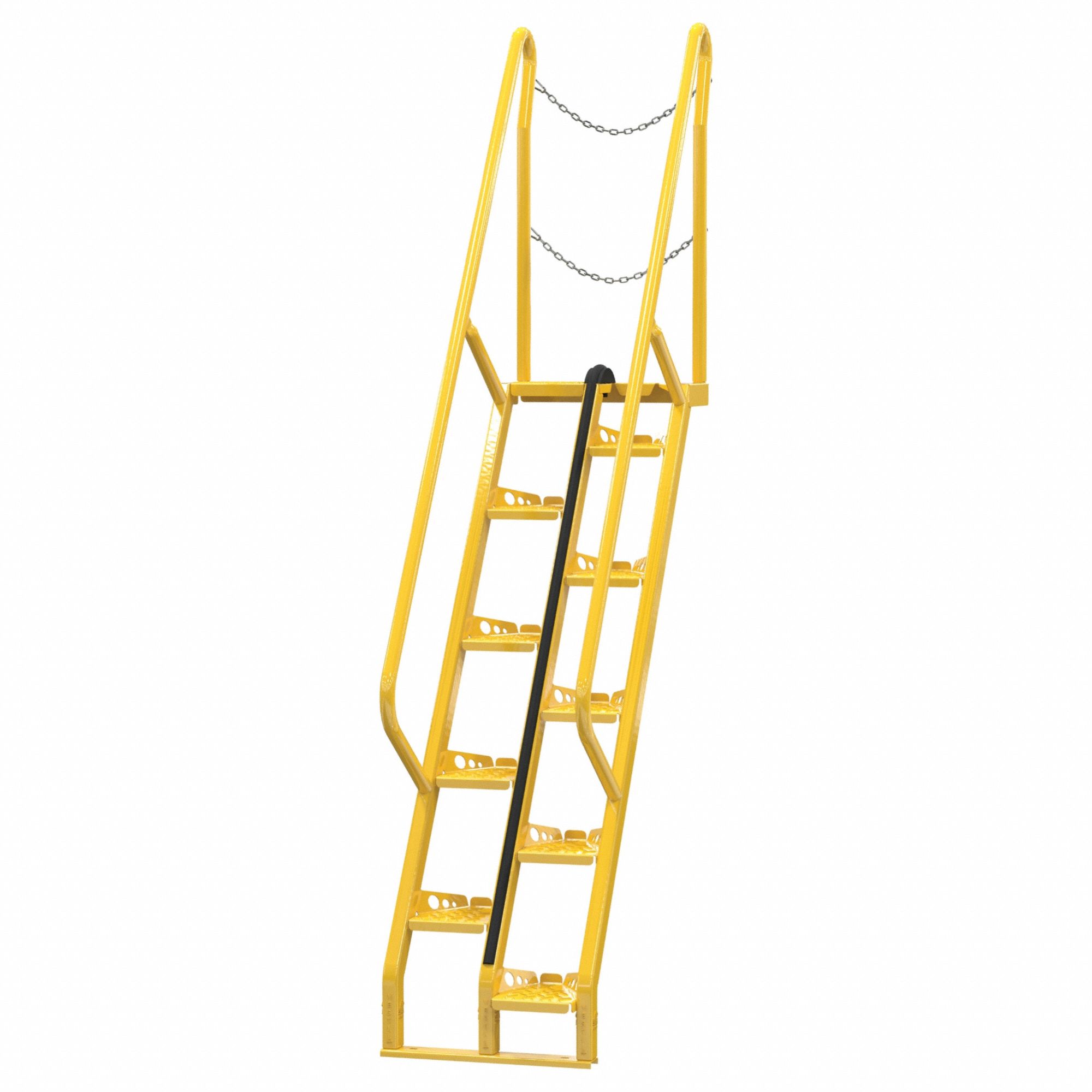 Alternating Tread Stairs: 9.5 ft Overall Ht, Steel, 350 lb Load Capacity - Max, Perforated