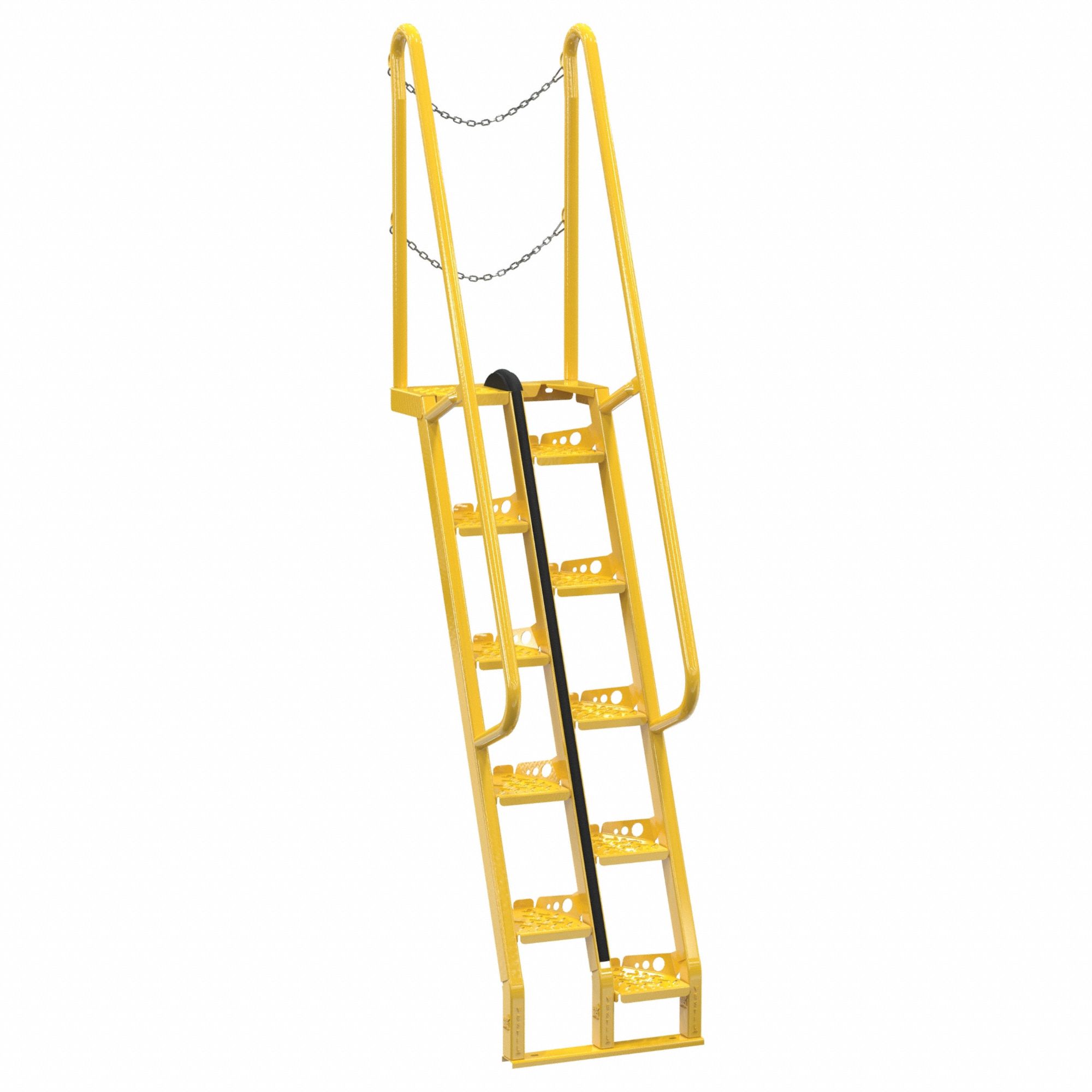 Alternating Tread Stairs: 9.5 ft Overall Ht, Steel, 350 lb Load Capacity - Max, Perforated
