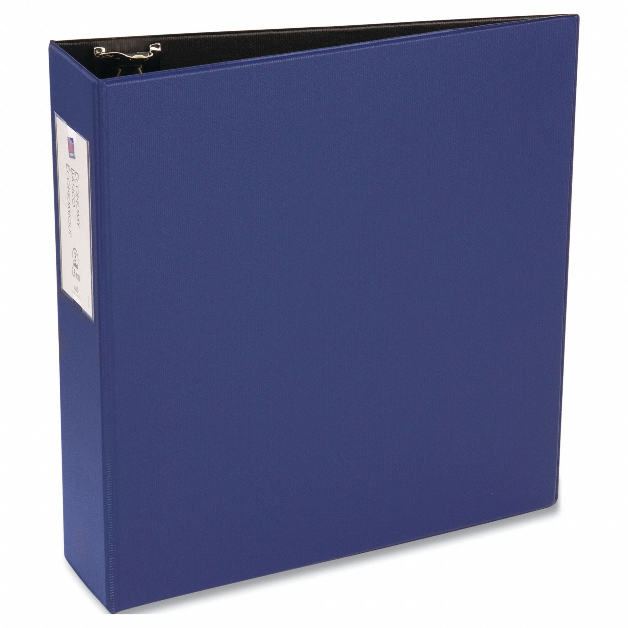 Ring Binder: 3 in Ring Size, Round, 460 Sheet Capacity, Plain, Polypropylene, Blue, 2 Pockets