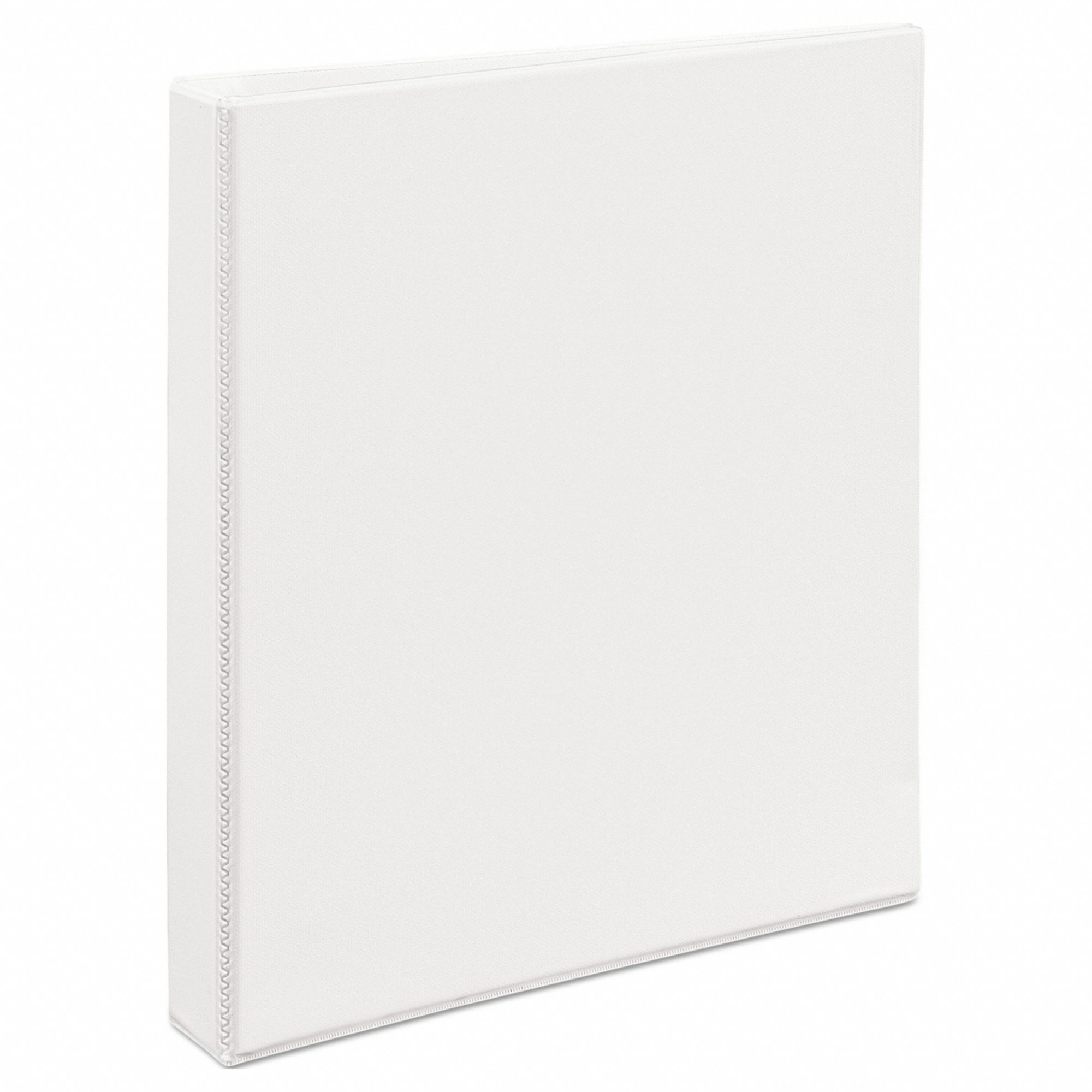 Ring Binder: 1 in Ring Size, Slant D-Ring, 220 Sheet Capacity, Clear Sleeve, Polypropylene, White