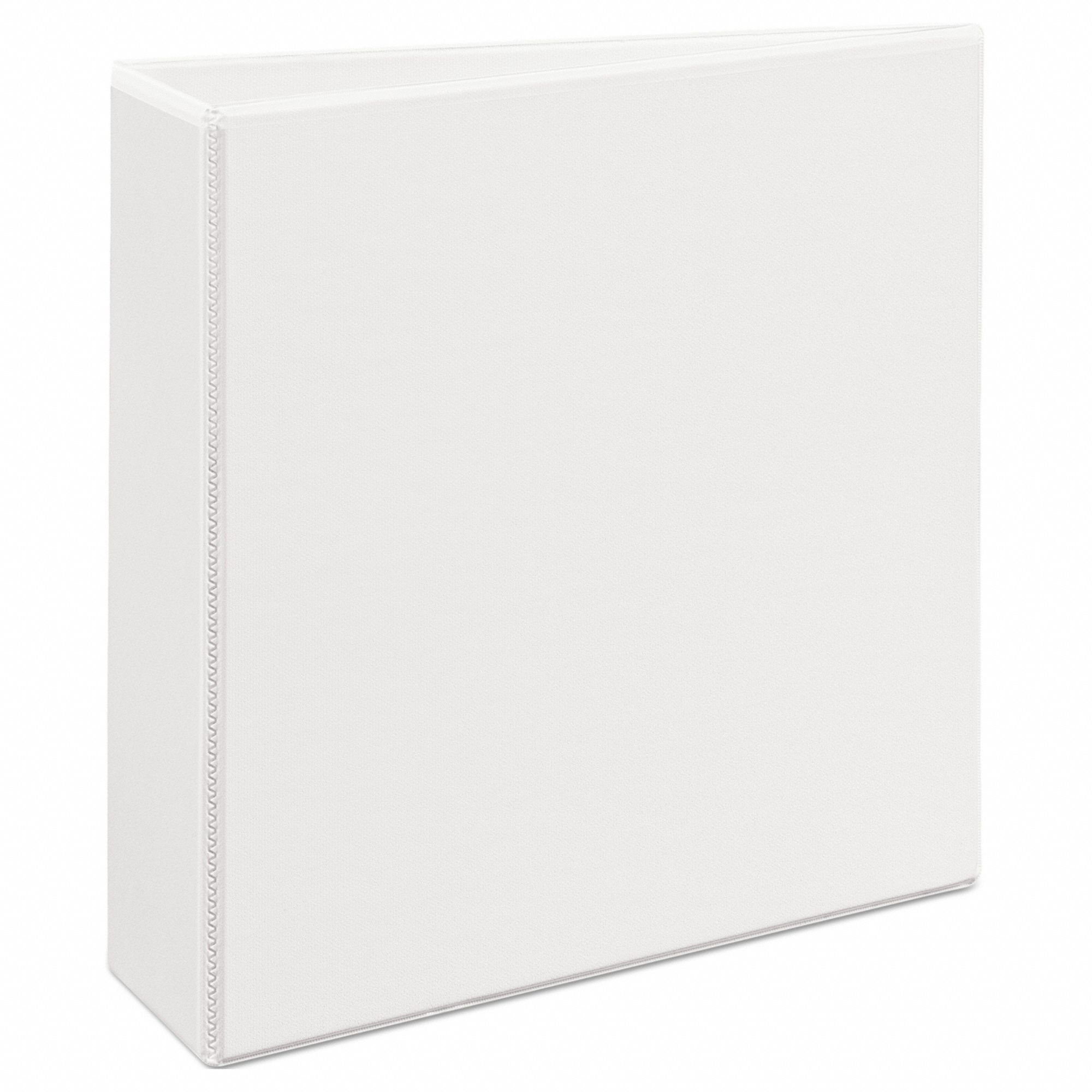 Ring Binder: 3 in Ring Size, Slant D-Ring, 600 Sheet Capacity, Clear Sleeve, Polypropylene, White