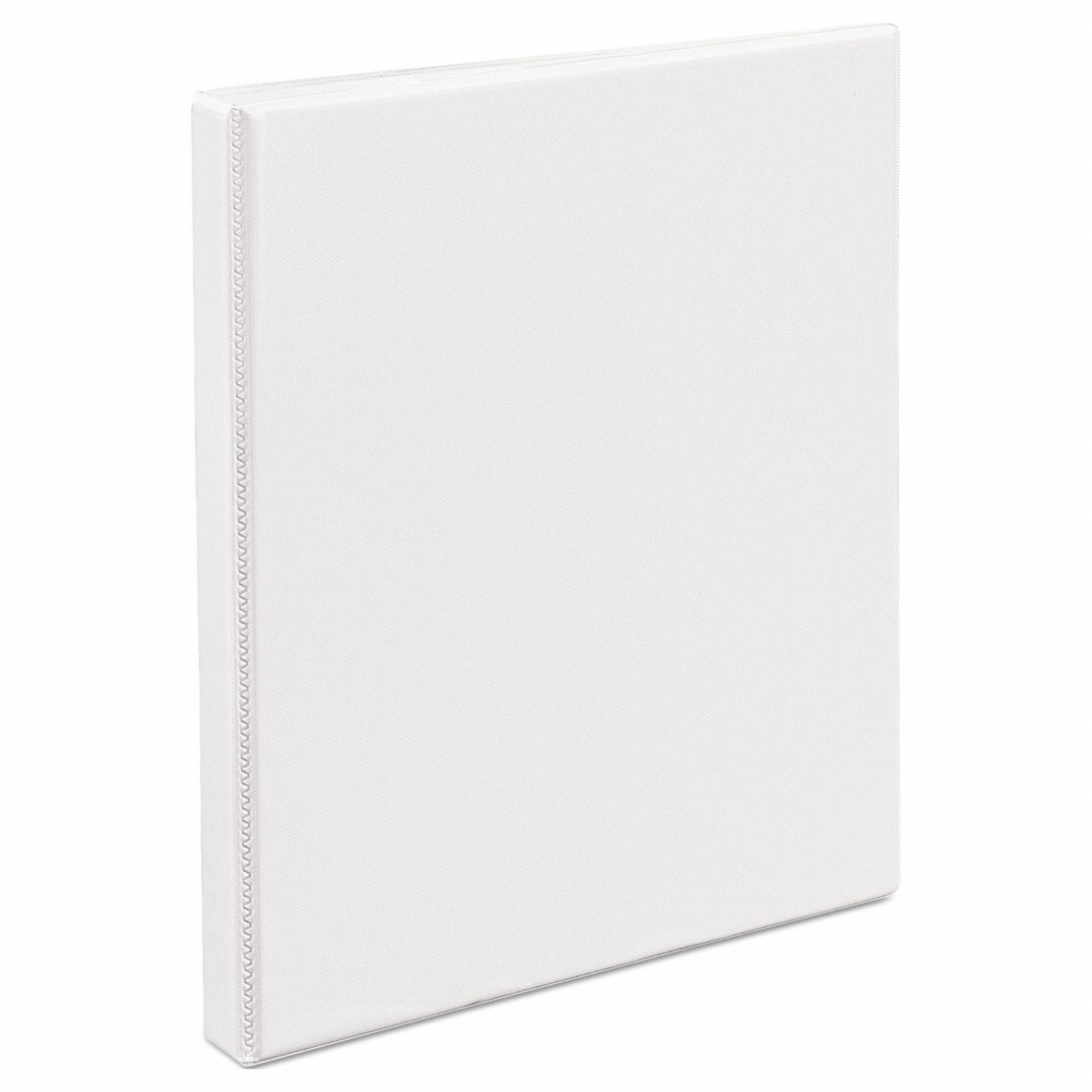 Ring Binder: 1/2 in Ring Size, Slant D-Ring, 120 Sheet Capacity, Clear Sleeve, Polypropylene, White