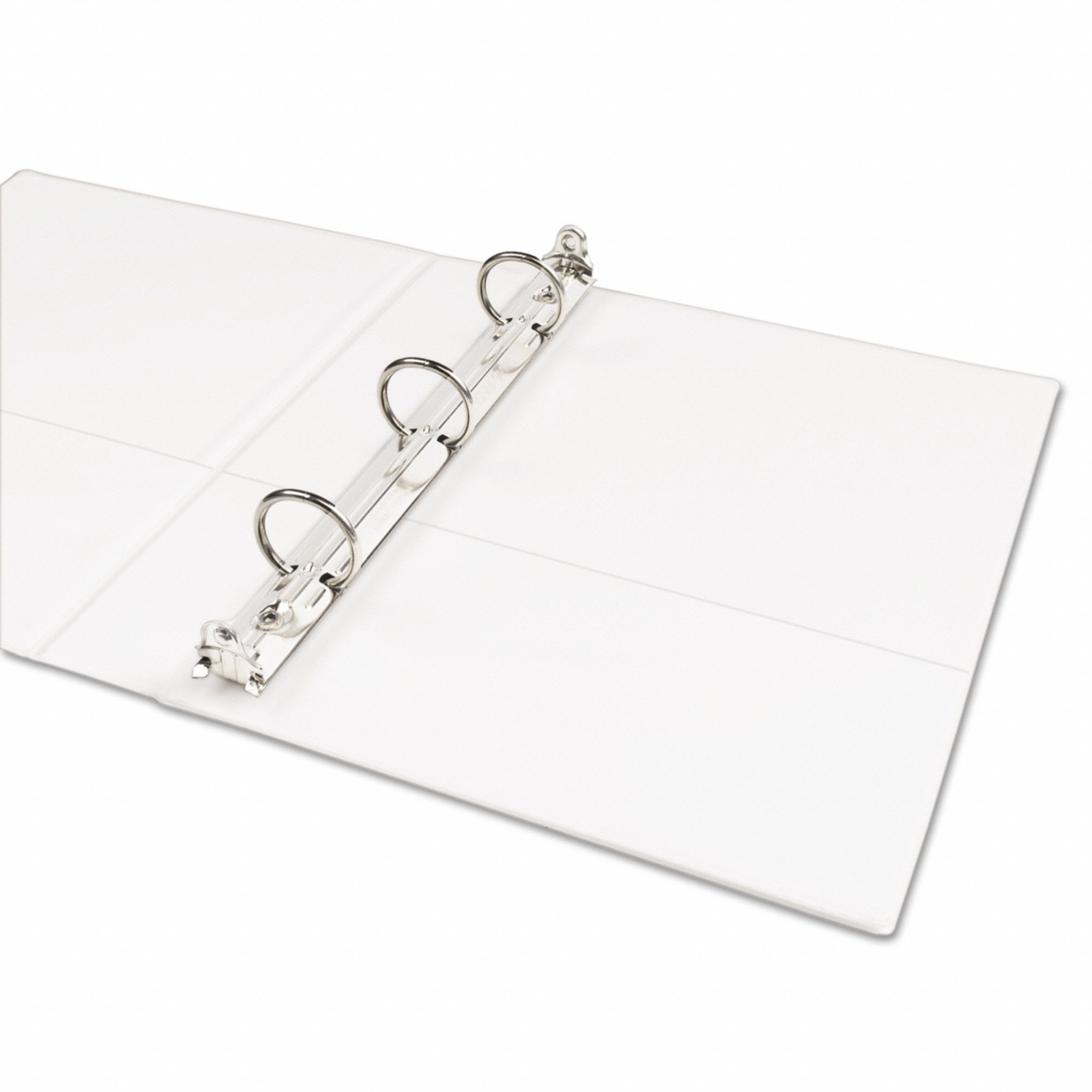 Ring Binder: 1 in Ring Size, Round, 175 Sheet Capacity, Clear Sleeve, Polypropylene, White