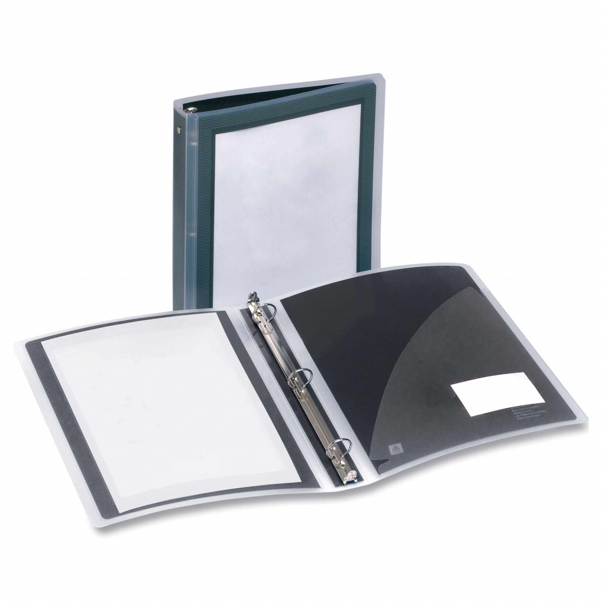 Ring Binder: 1 1/2 in Ring Size, Round, 275 Sheet Capacity, Clear Sleeve, Polypropylene, Black