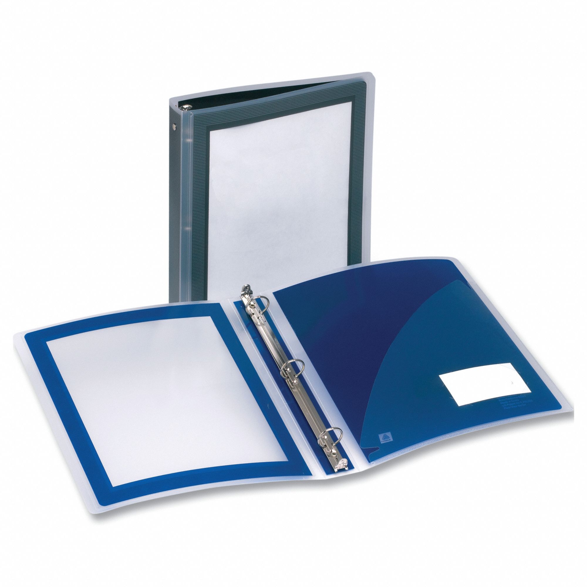 Ring Binder: 1 in Ring Size, Round, 175 Sheet Capacity, Clear Sleeve, Polypropylene, Black