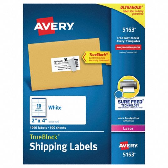 AVERY, 5163, White, Laser Label - 5NHF3|AVE5163 - Grainger