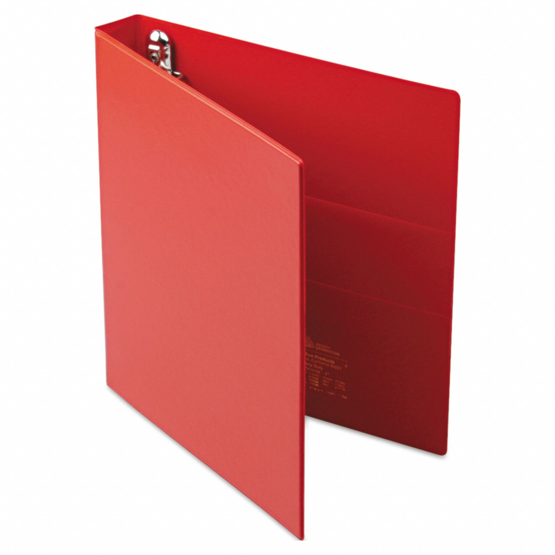 Ring Binder: 1 in Ring Size, D-Ring, 275 Sheet Capacity, Clear Sleeve, Polypropylene, Red, 4 Pockets