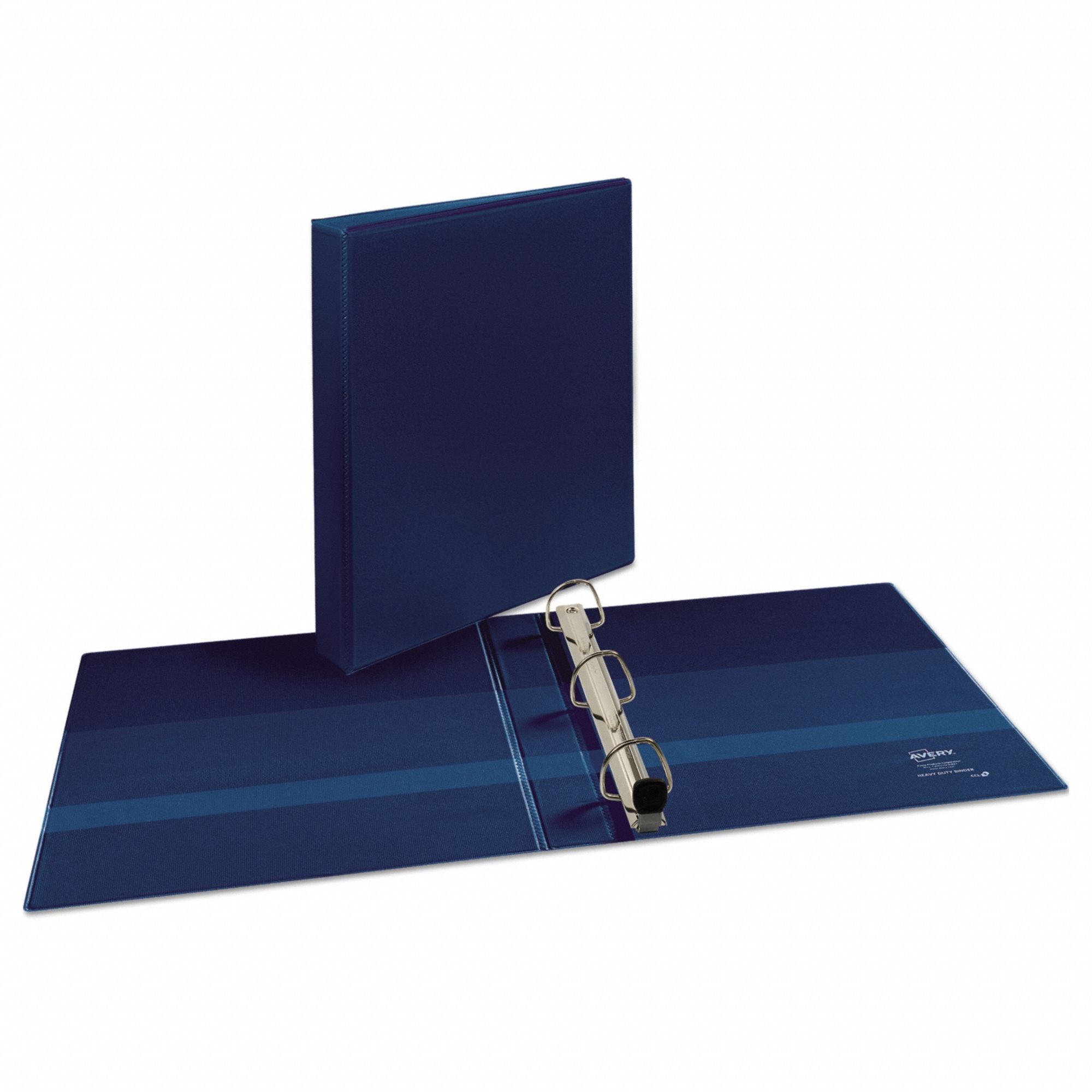 Ring Binder: 1 in Ring Size, D-Ring, 275 Sheet Capacity, Clear Sleeve, Polypropylene, Navy Blue