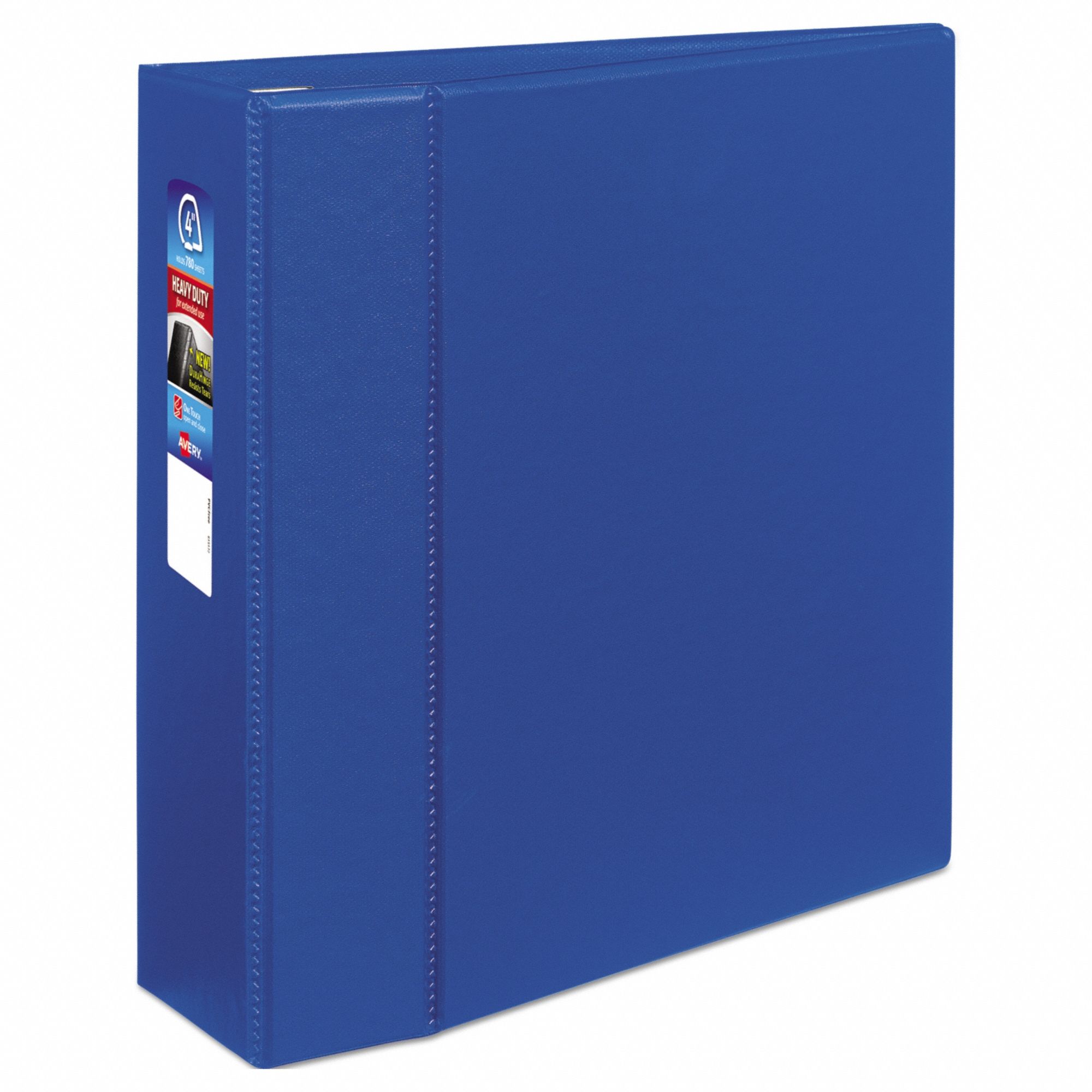 Ring Binder: 4 in Ring Size, D-Ring, 780 Sheet Capacity, Clear Sleeve, Polypropylene, Blue