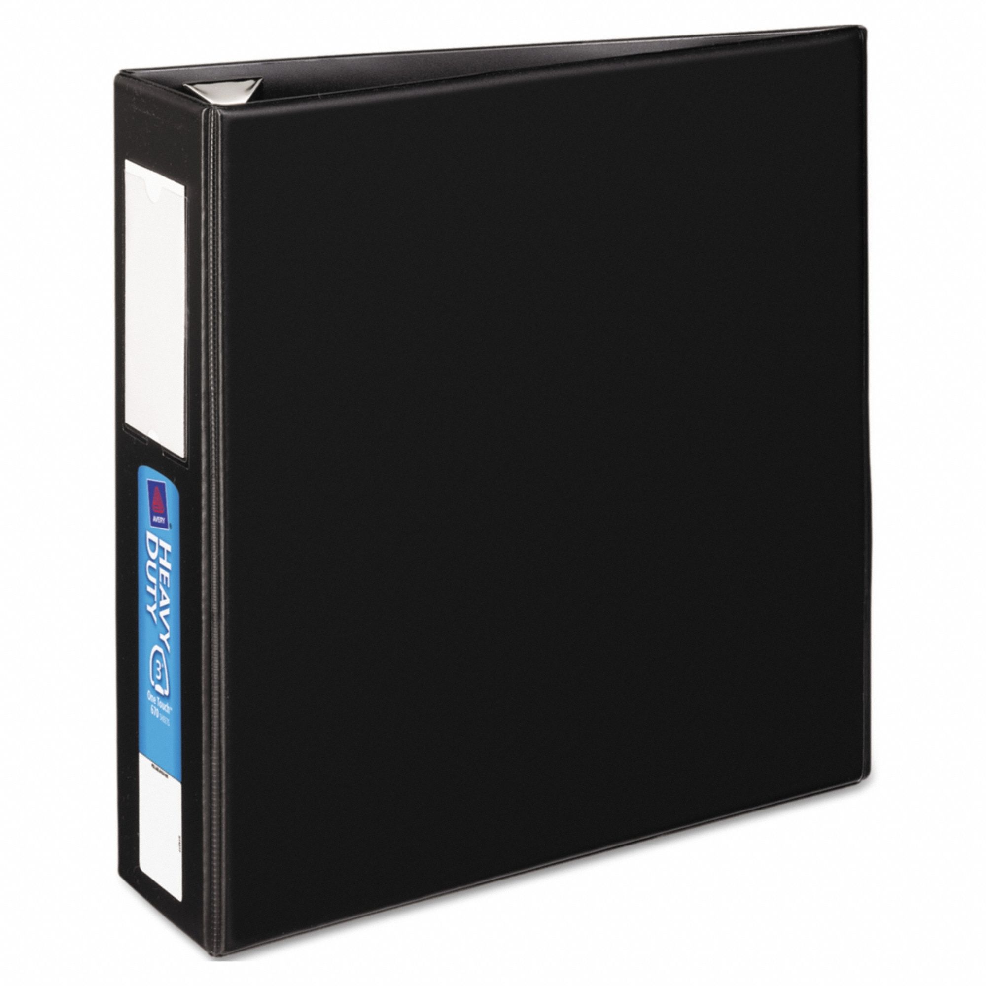 Ring Binder: 3 in Ring Size, D-Ring, 670 Sheet Capacity, Clear Sleeve, Polypropylene, Black