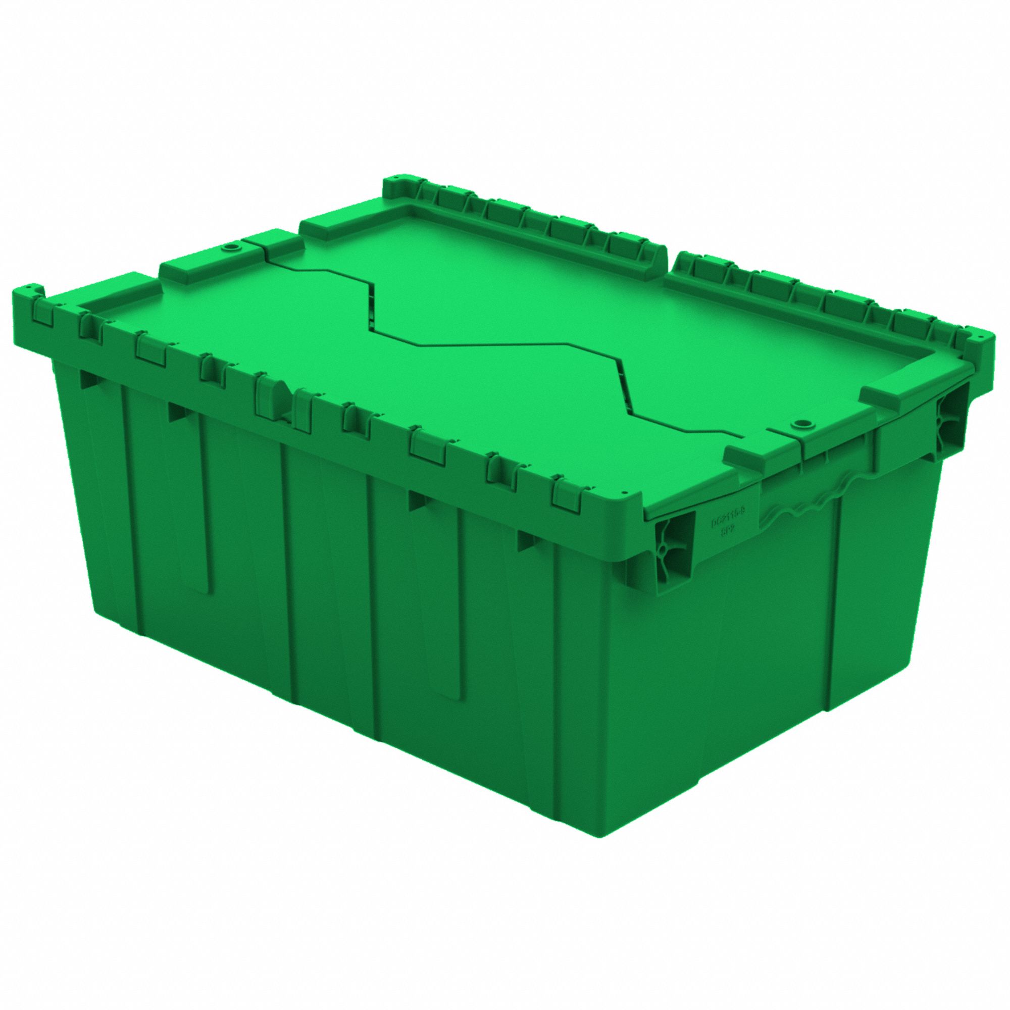 ATTACHED LID CONTAINER,GREEN,1.3 GAL