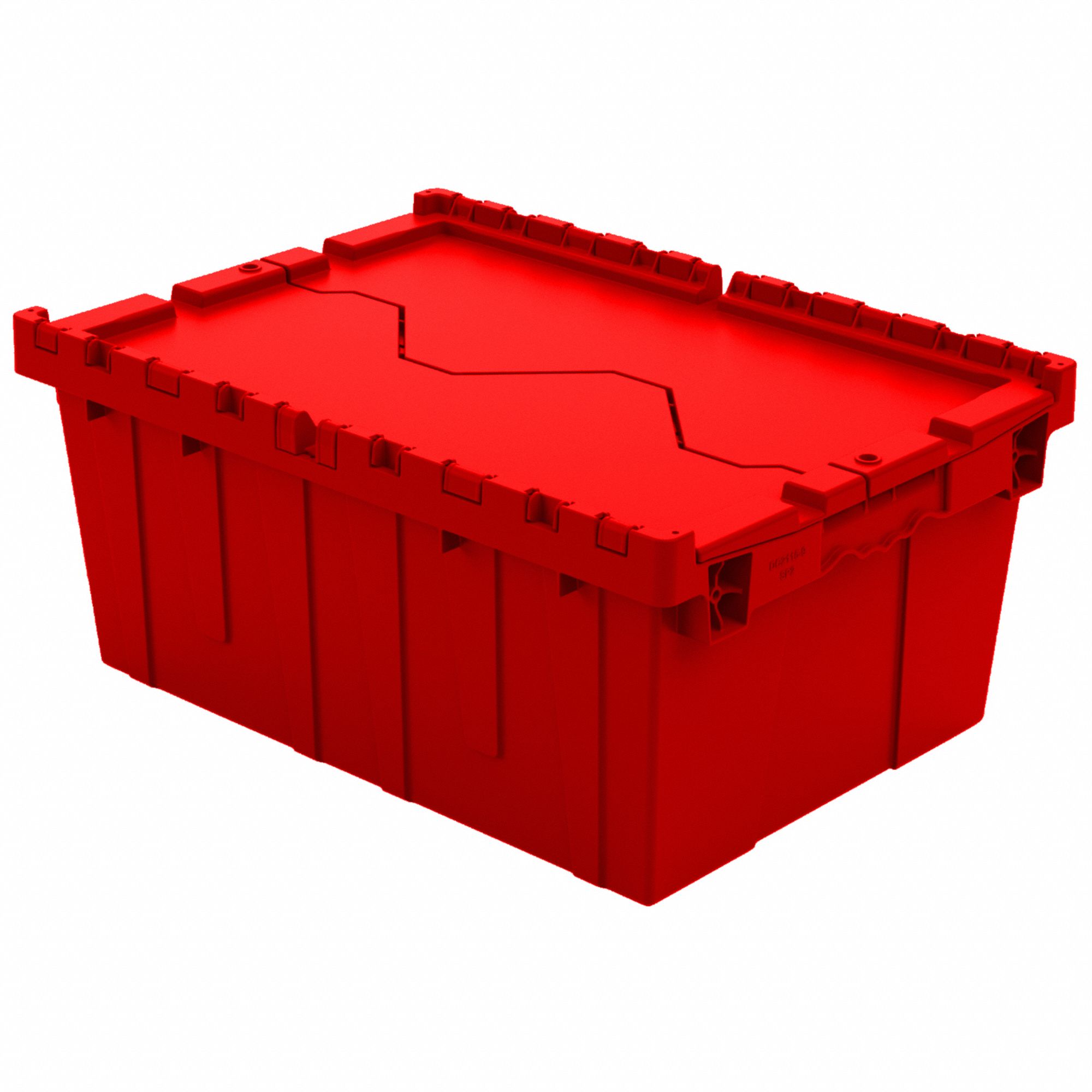 ATTACHED LID CONTAINER,RED,1.3 GAL