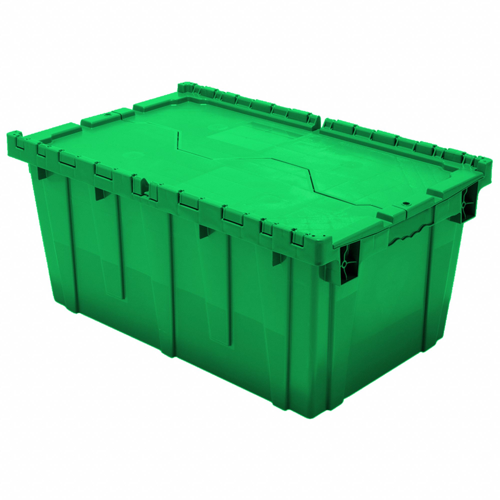 ATTACHED LID CONTAINER,GREEN,3.8 GAL