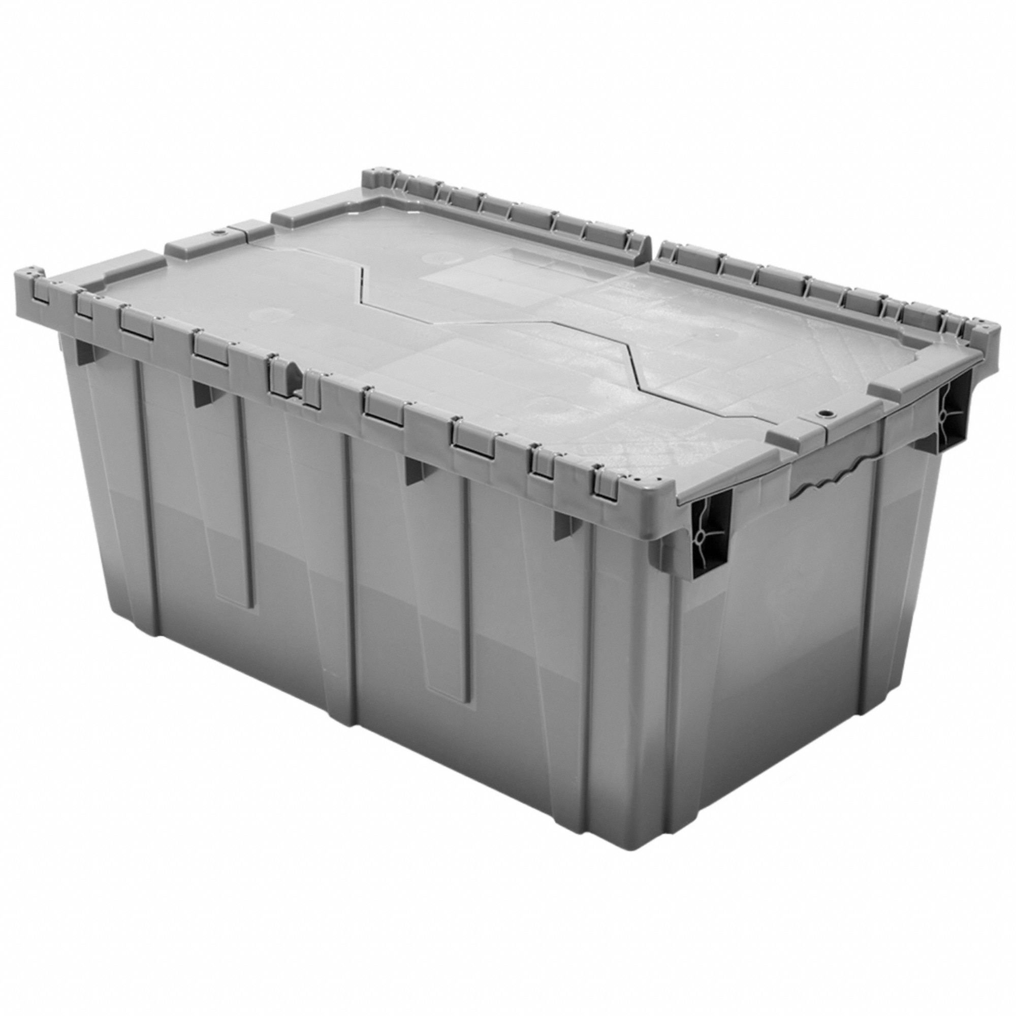 ATTACHED LID CONTAINER,GRAY,3.8 GAL