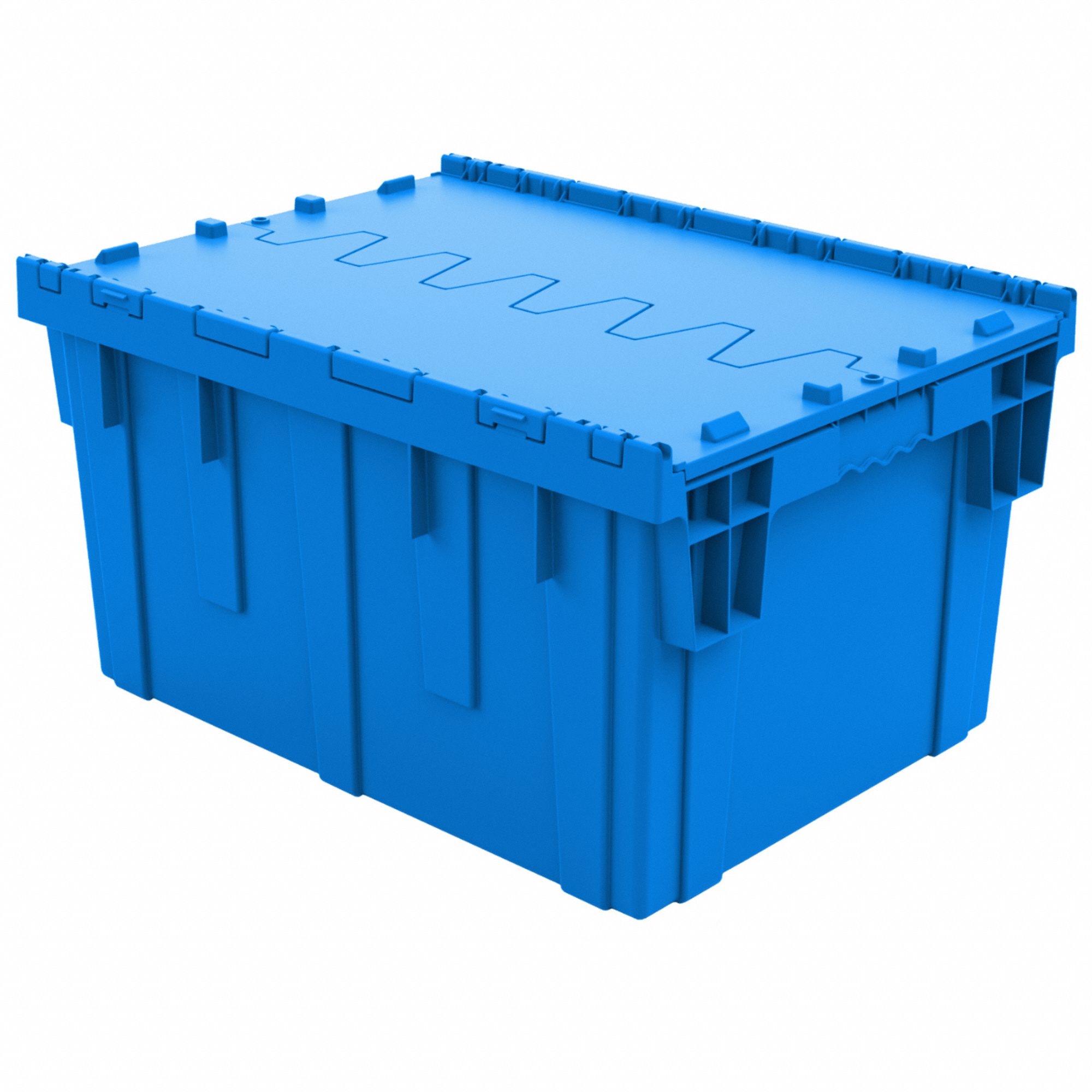 ATTACHED LID CONTAINER,BLUE,3.8 GAL