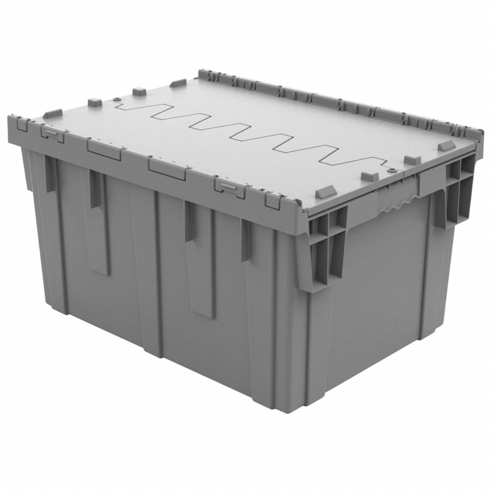 ATTACHED LID CONTAINER,GRAY,3.8 GAL