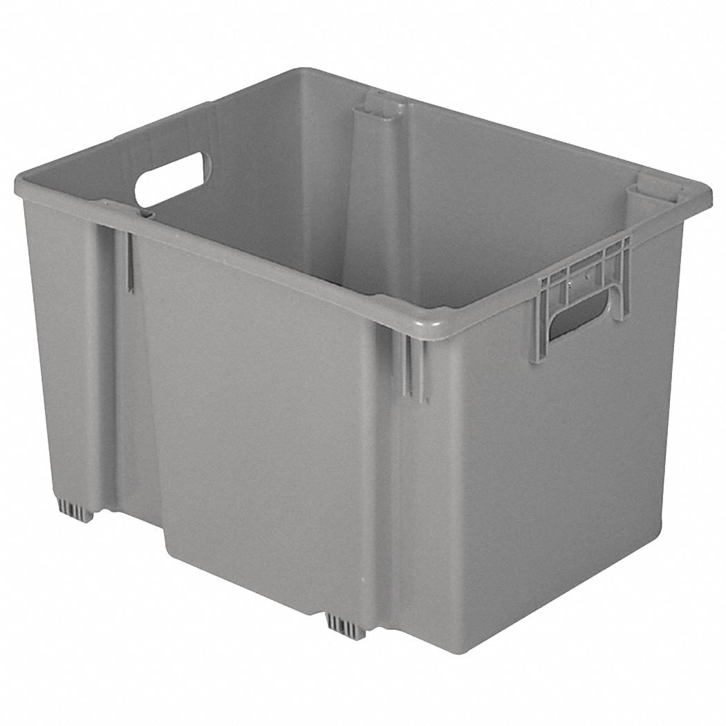 STACK AND NEST CONTAINER, GREY, 60 LB CAPACITY