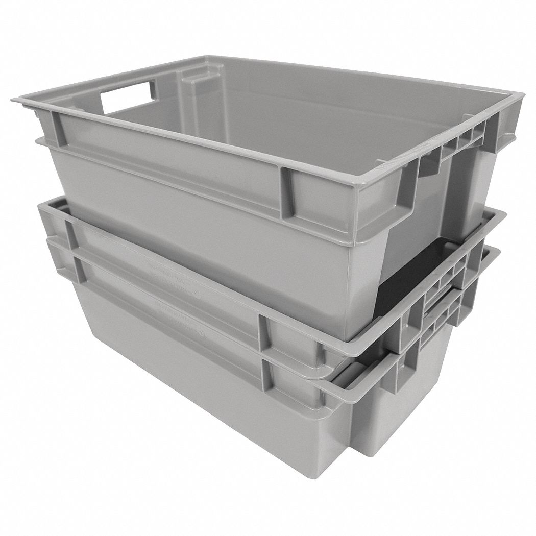 STACK AND NEST CONTAINER, GREY, 44 LB CAPACITY