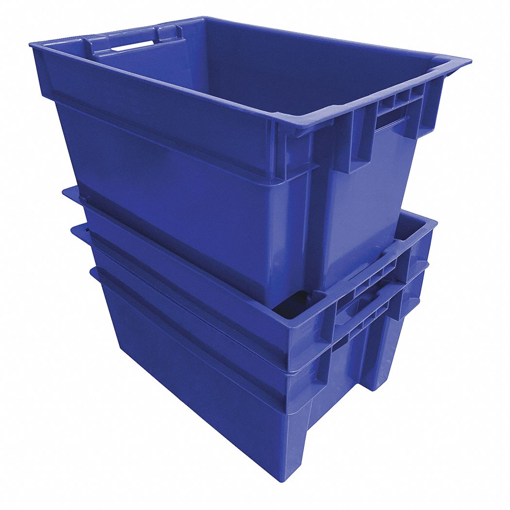 STACK AND NEST CONTAINER,BLUE,44 LBS.