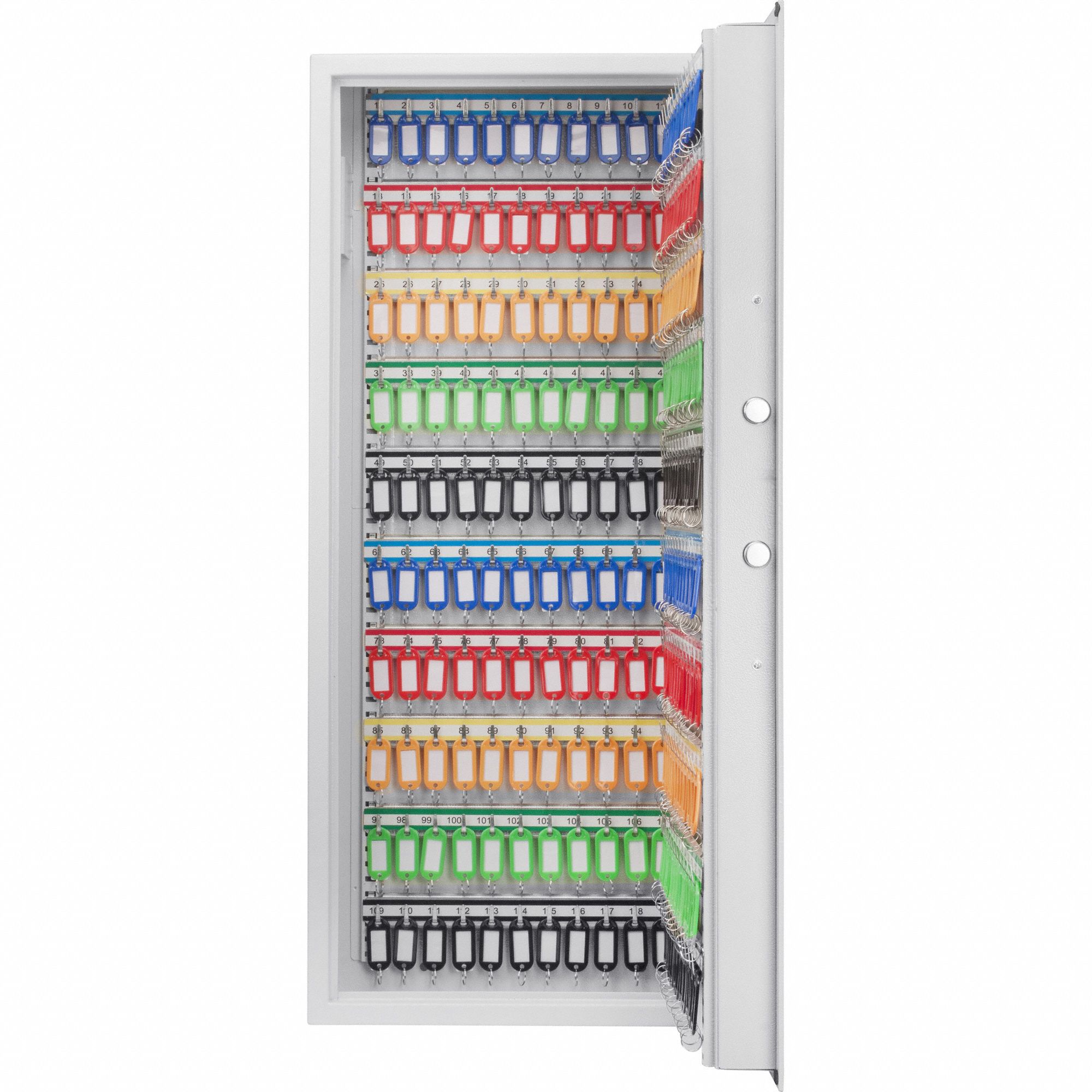 Key Cabinet: 240 Key Capacity, Digital Lock, Steel, White, 34 in Ht, 15 3/4 in Wd, 4 3/4 in Dp
